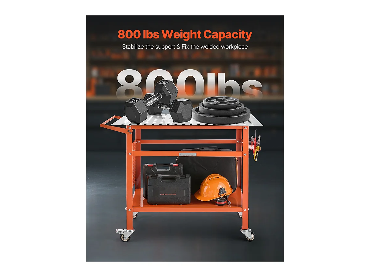 Table de Soudage, SucceBuy Table de Soudage 101.6 × 60.96 cm Capacité 363 kg avec Roulettes