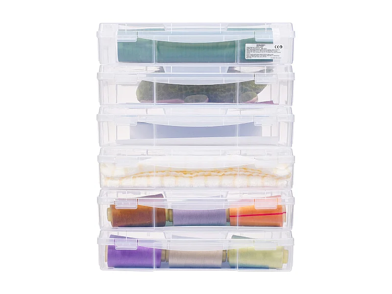 Boîtes de Rangement pour Papier de Scrapbooking SucceBuy, Boîtes de Jeux de Société Empilables en Plastique, Étui Transparent, Lot de 6