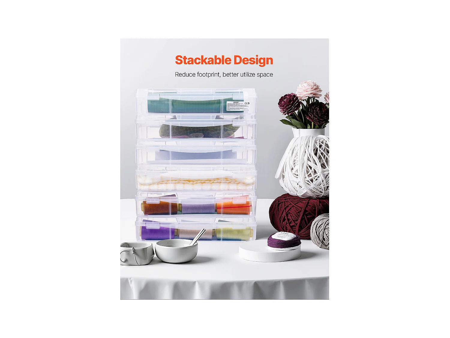 Boîtes de Rangement pour Papier de Scrapbooking SucceBuy, Boîtes de Jeux de Société Empilables en Plastique, Étui Transparent, Lot de 6