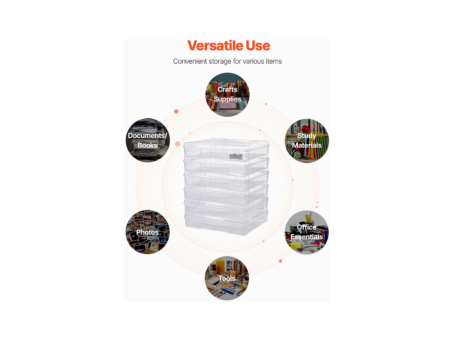 Boîtes de Rangement pour Papier de Scrapbooking SucceBuy, Boîtes de Jeux de Société Empilables en Plastique, Étui Transparent, Lot de 6