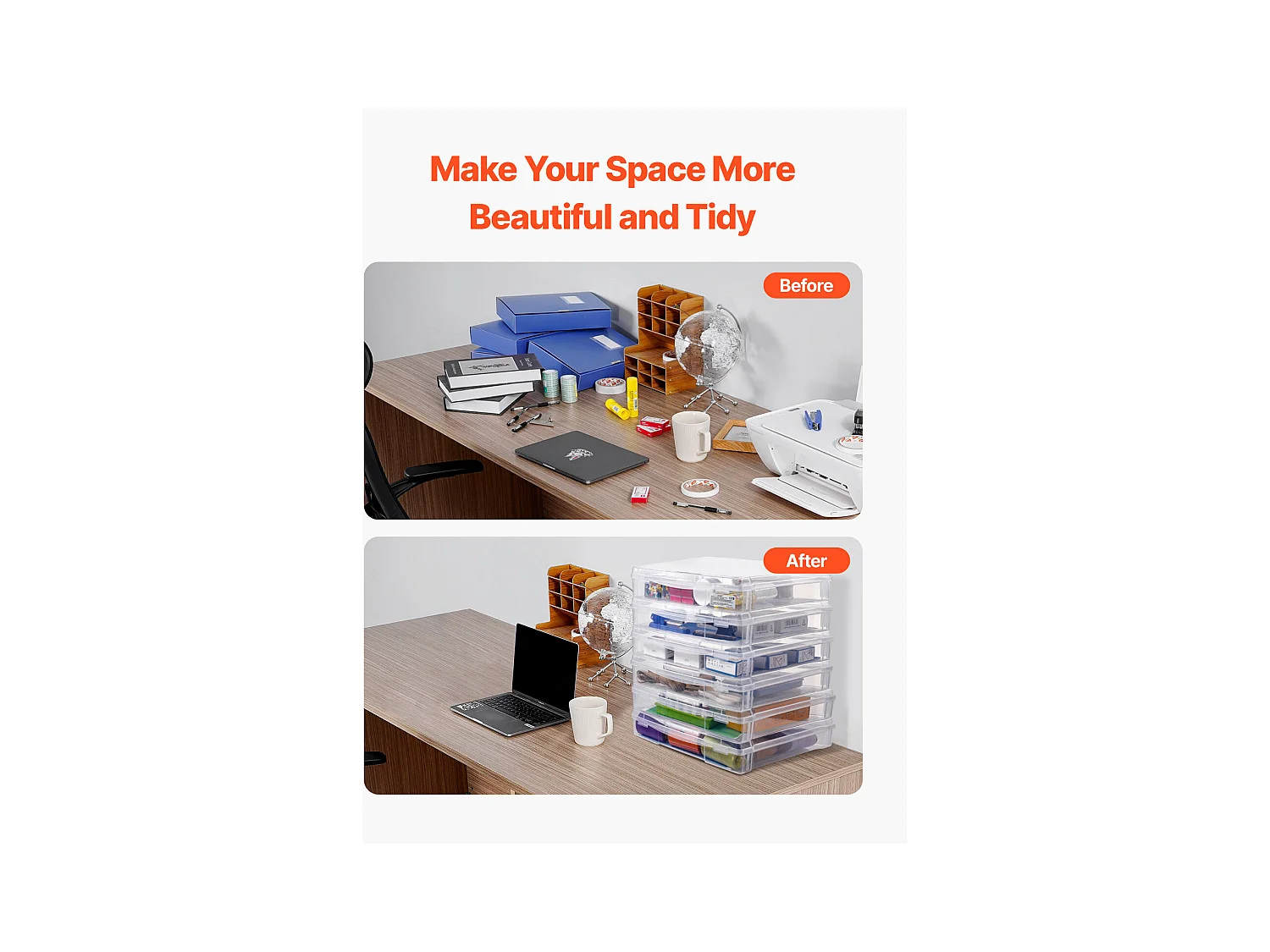 Boîtes de Rangement pour Papier de Scrapbooking SucceBuy, Boîtes de Jeux de Société Empilables en Plastique, Étui Transparent, Lot de 6