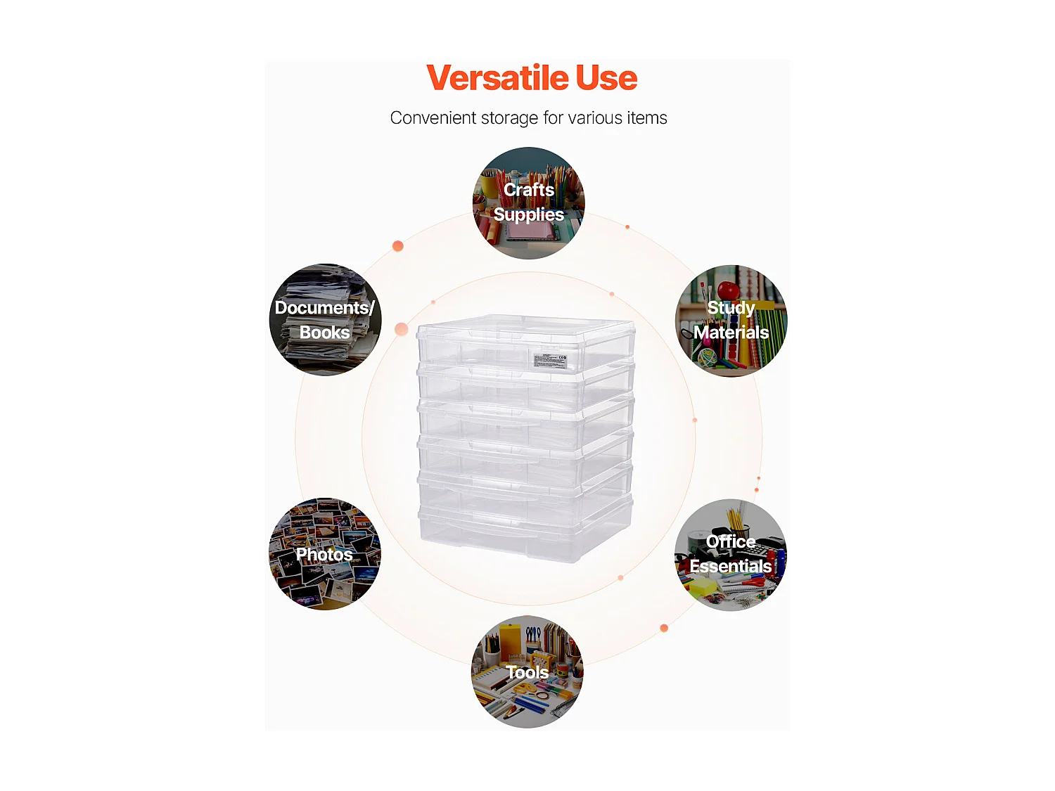 Boîtes de Rangement pour Papier de Scrapbooking SucceBuy, Boîtes de Jeux de Société Empilables en Plastique, Étui Transparent, Lot de 6