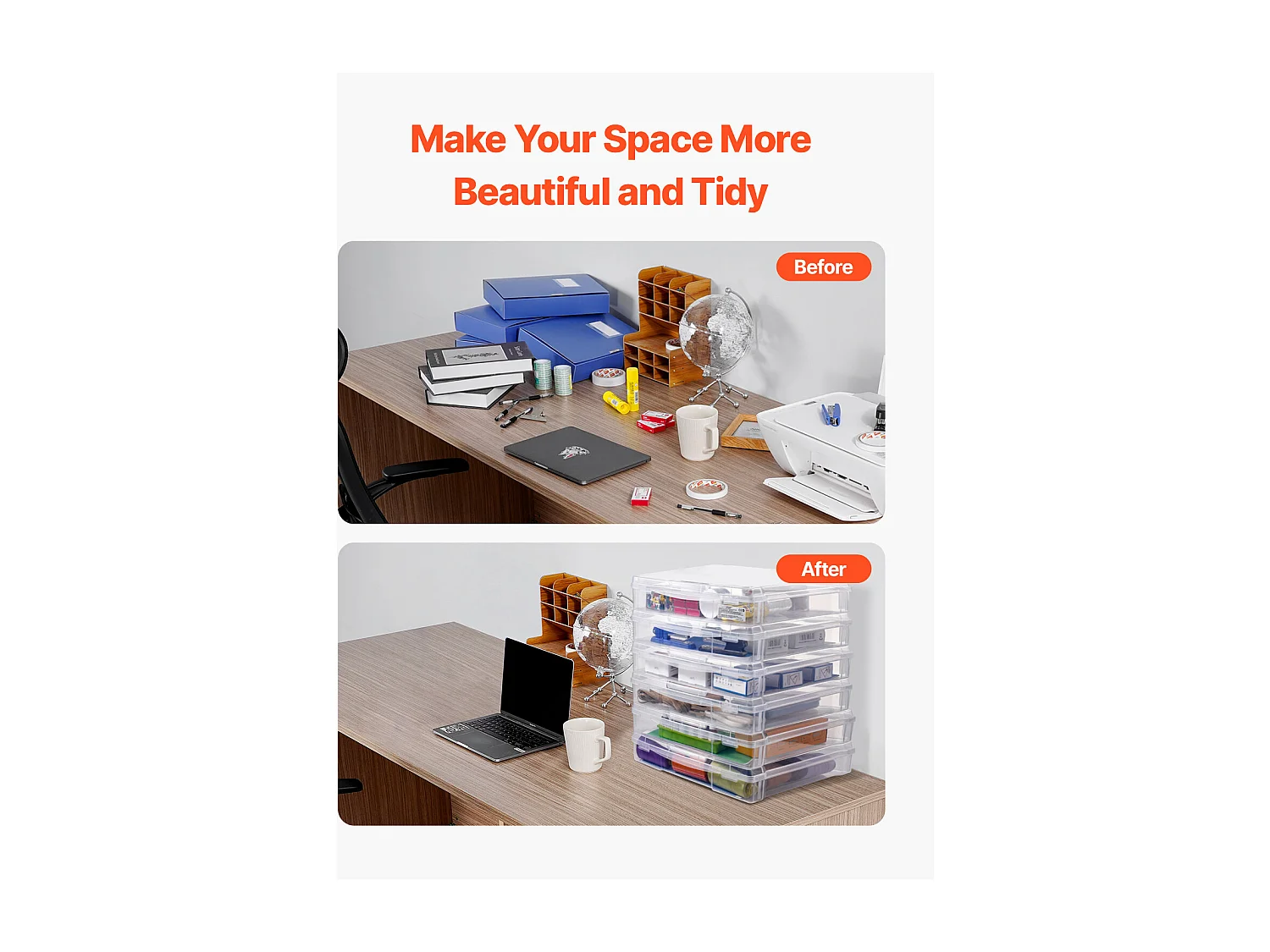 Boîtes de Rangement pour Papier de Scrapbooking SucceBuy, Boîtes de Jeux de Société Empilables en Plastique, Étui Transparent, Lot de 6