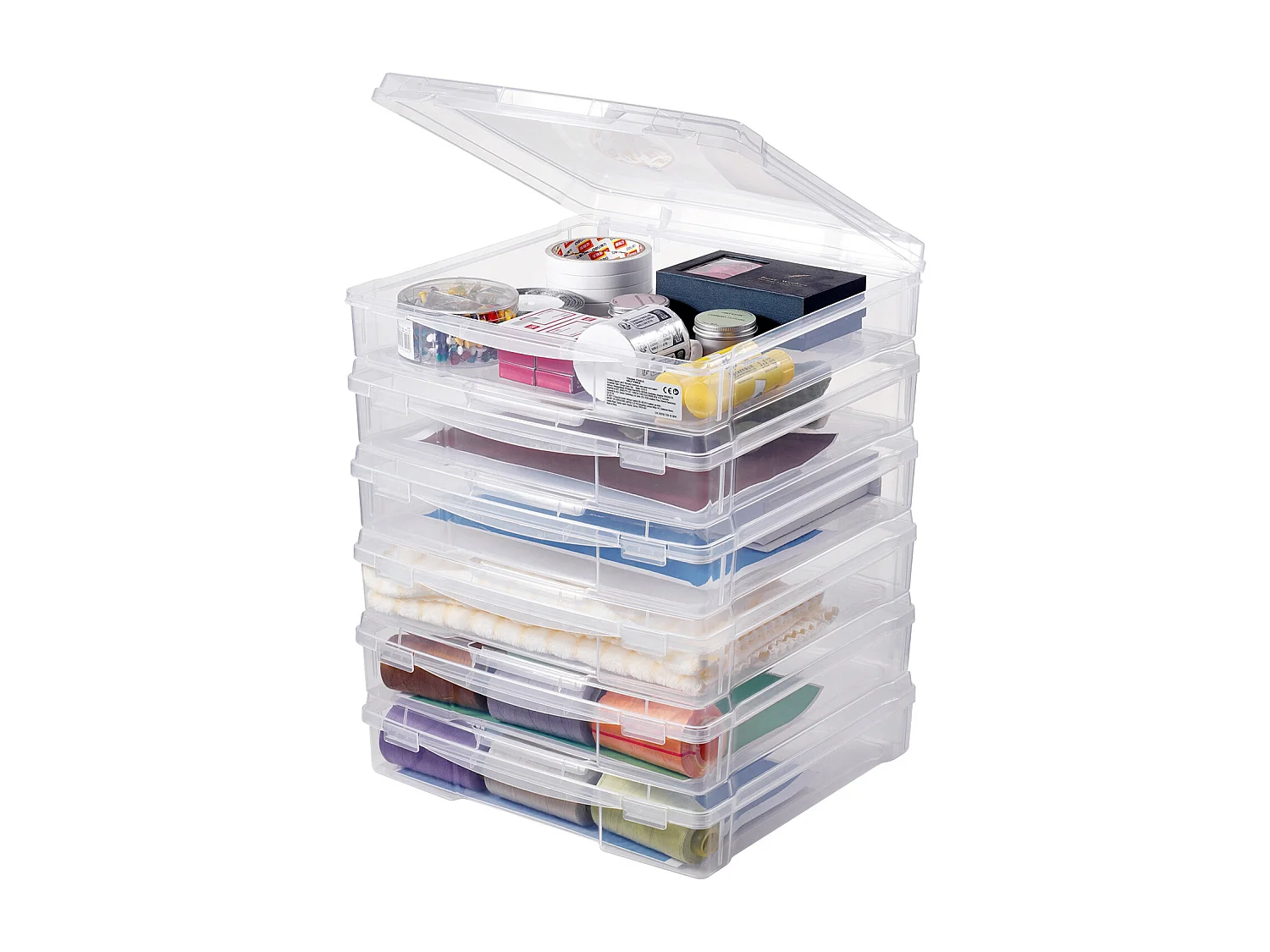 Boîtes de Rangement pour Papier de Scrapbooking SucceBuy, Boîtes de Jeux de Société Empilables en Plastique, Étui Transparent, Lot de 6