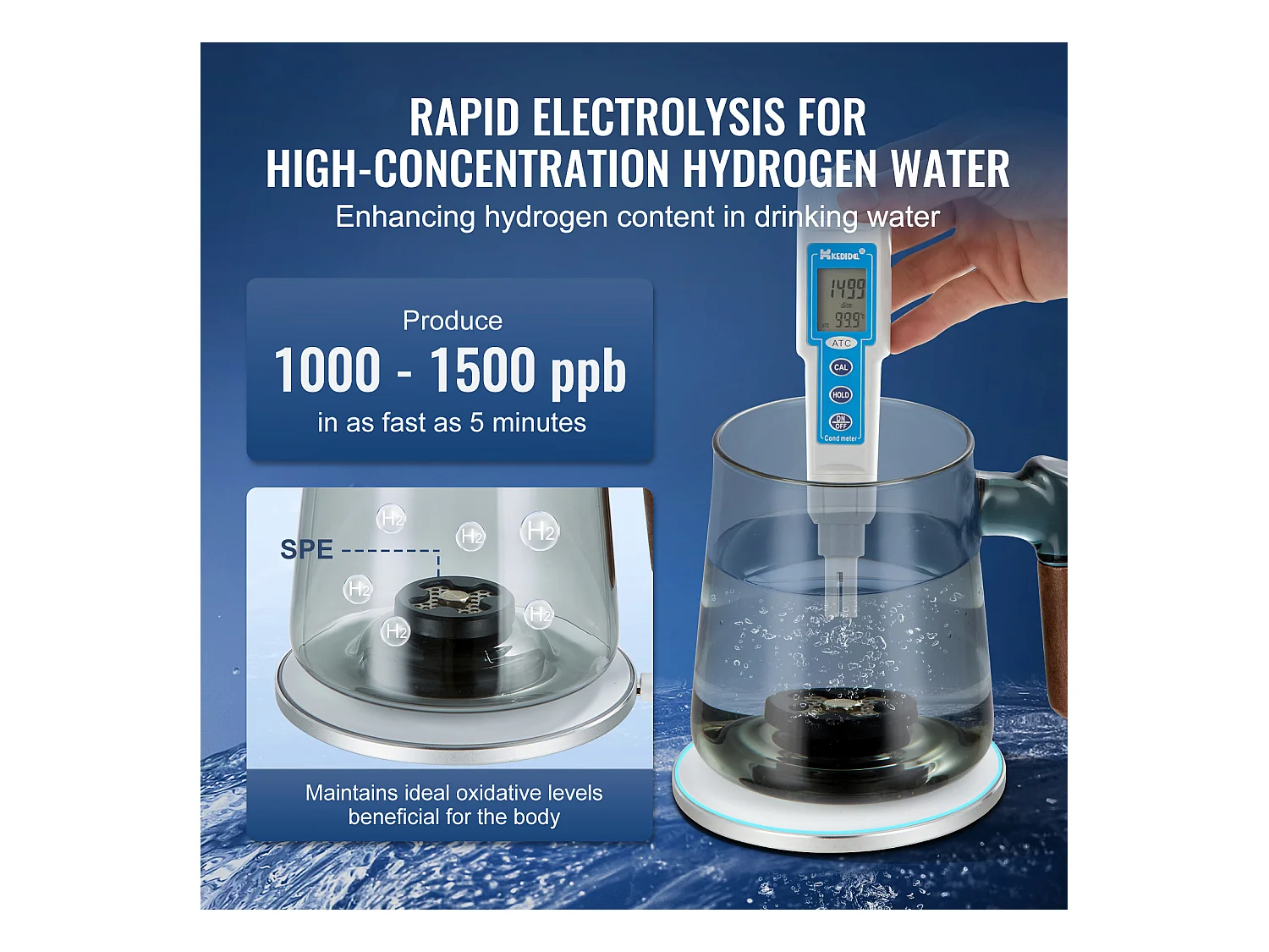 Gobelet à Eau Hydrogène SucceBuy, 400 ml, Générateur SPE, Machine Ioniseur