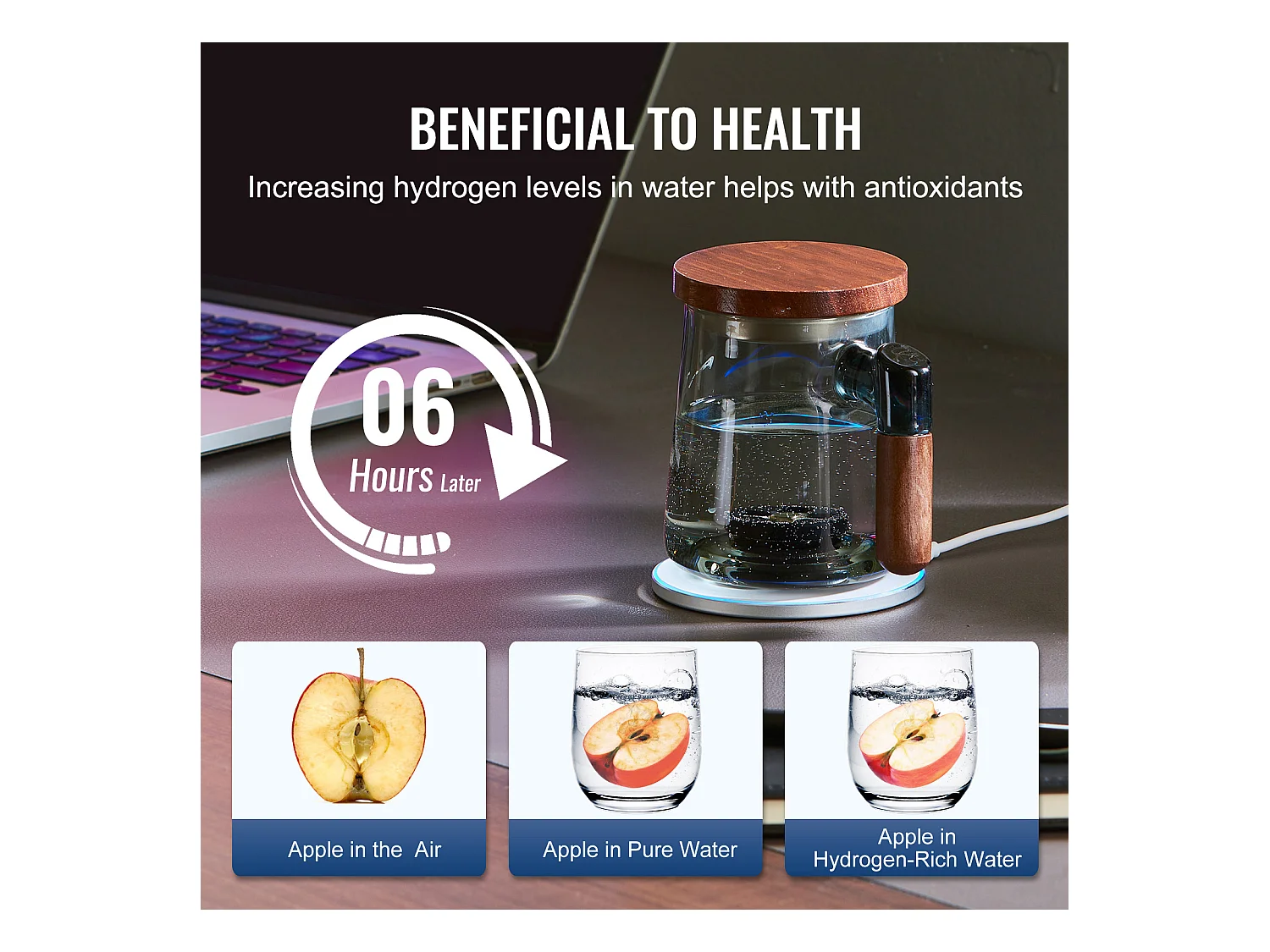 Gobelet à Eau Hydrogène SucceBuy, 400 ml, Générateur SPE, Machine Ioniseur