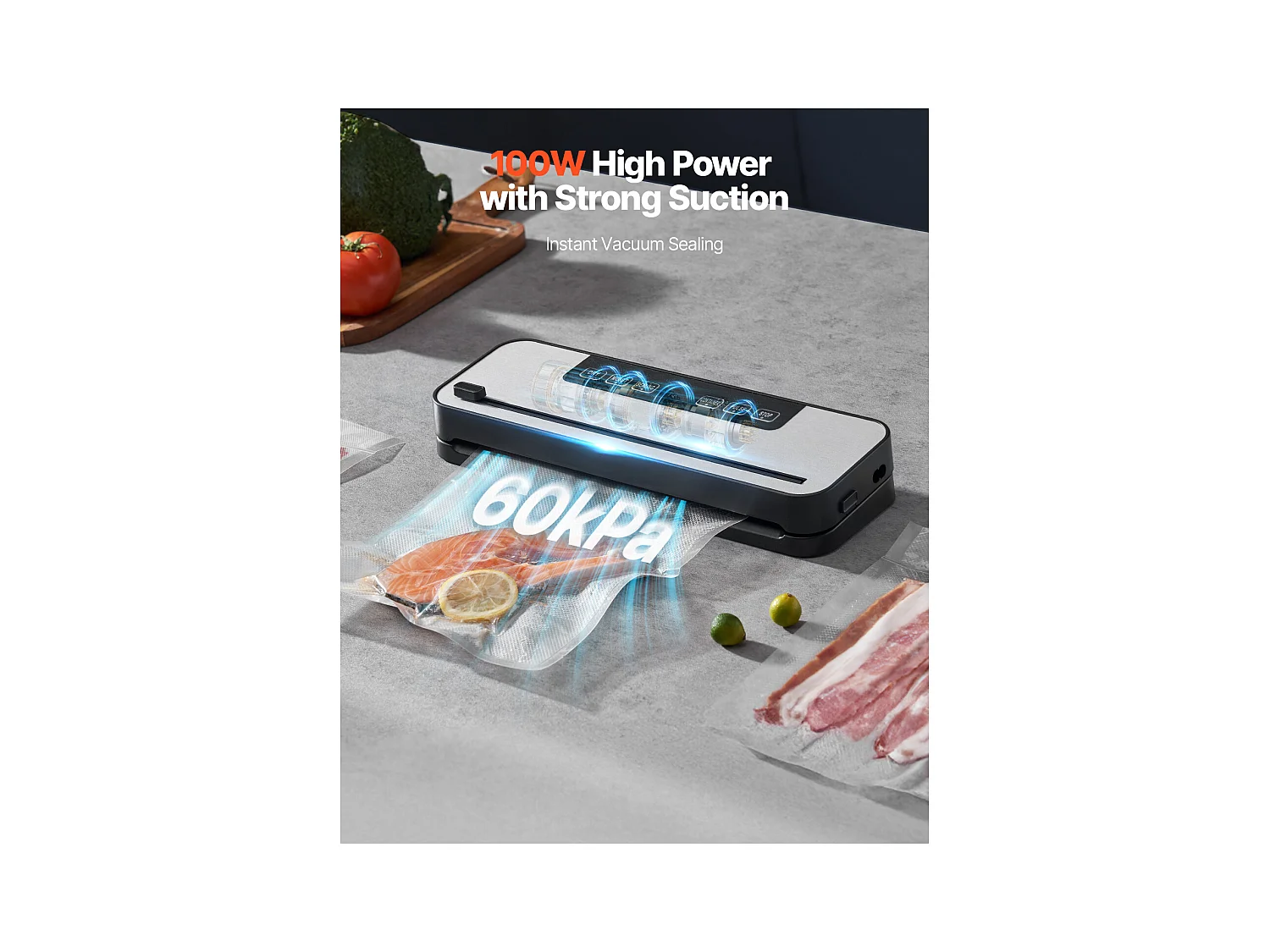 Machine sous Vide SucceBuy, Conservateur Automatique Rapide et Compact, 5 en 1, 100 W avec 10 Sacs