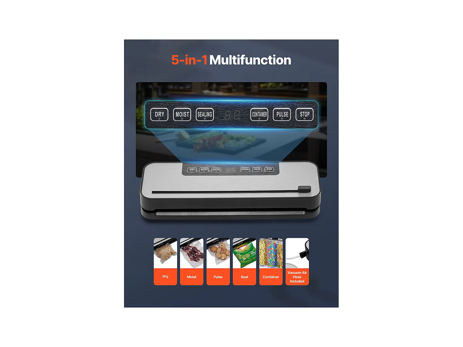 Machine sous Vide SucceBuy, Conservateur Automatique Rapide et Compact, 5 en 1, 100 W avec 10 Sacs