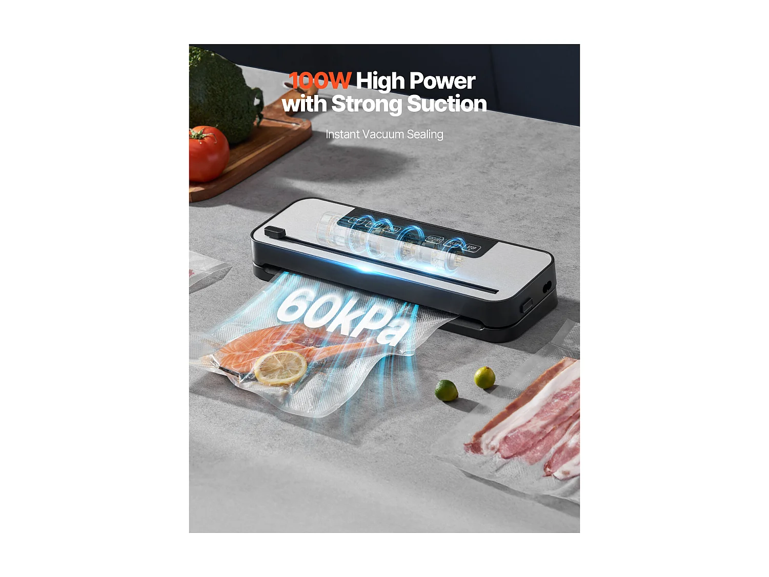 Machine sous Vide SucceBuy, Conservateur Automatique Rapide et Compact, 5 en 1, 100 W avec 10 Sacs