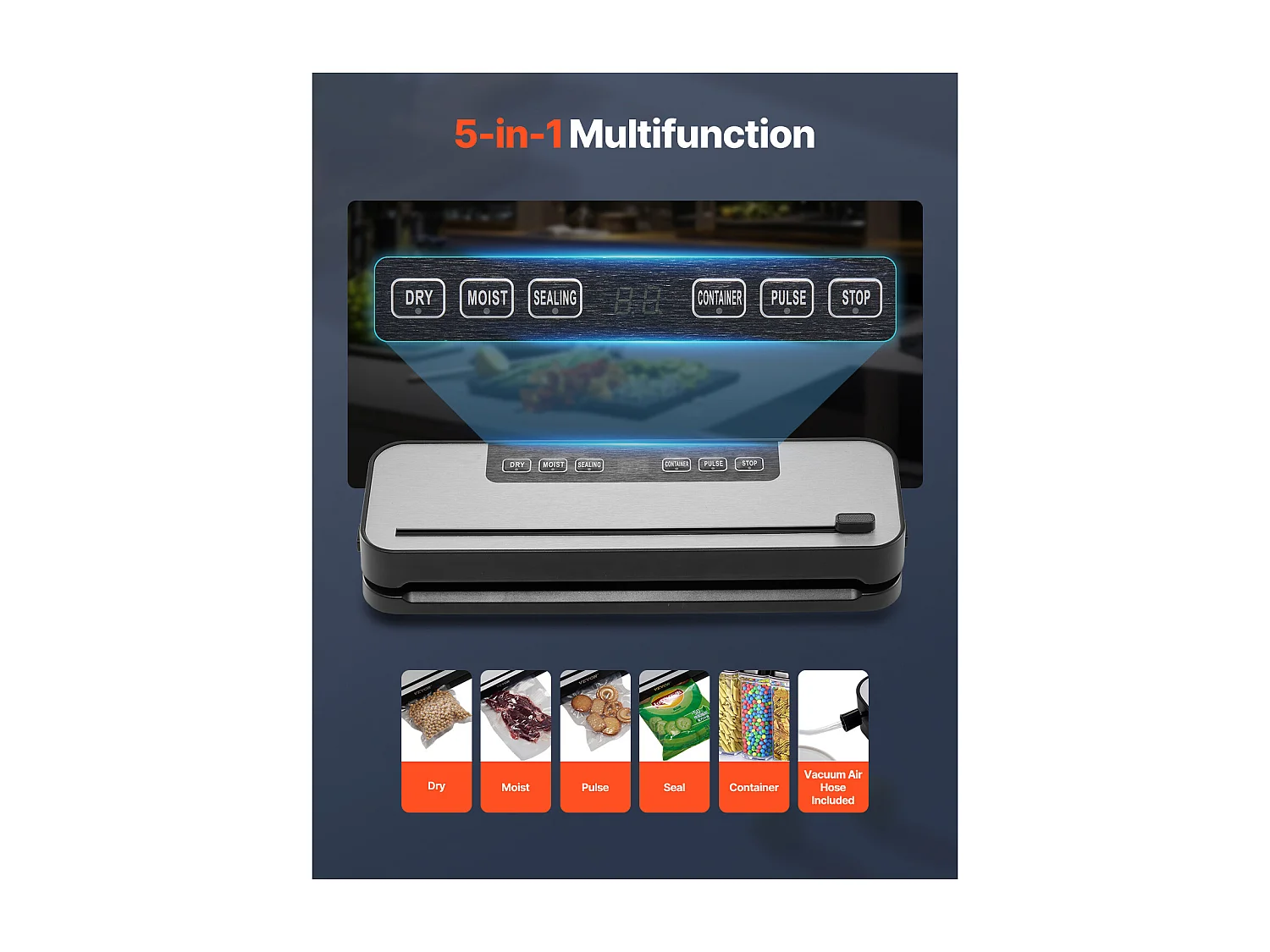 Machine sous Vide SucceBuy, Conservateur Automatique Rapide et Compact, 5 en 1, 100 W avec 10 Sacs