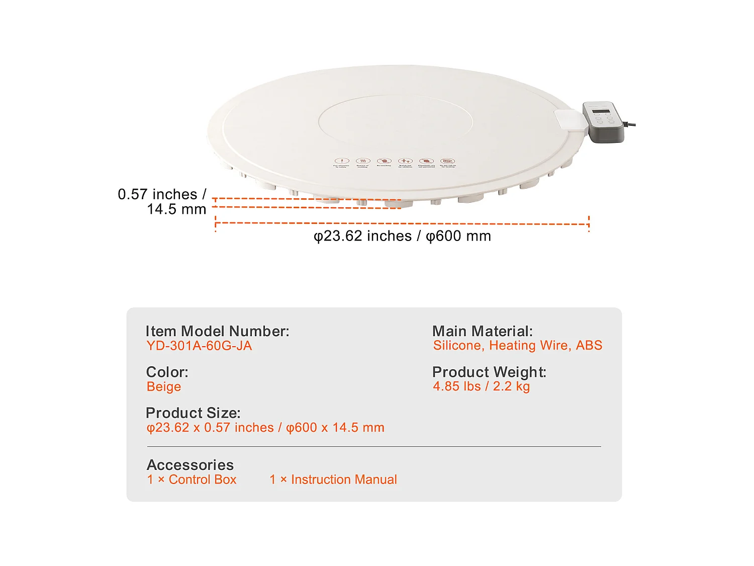 Piastra Riscaldante Elettrica Arrotolabile SucceBuy, con Controllo della Temperatura, per Buffet