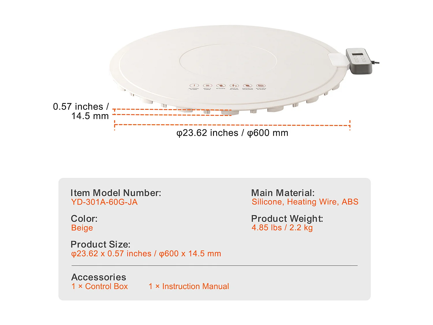 Plateau Chauffant Électrique Enroulable SucceBuy, avec Contrôle de la Température, pour Buffet