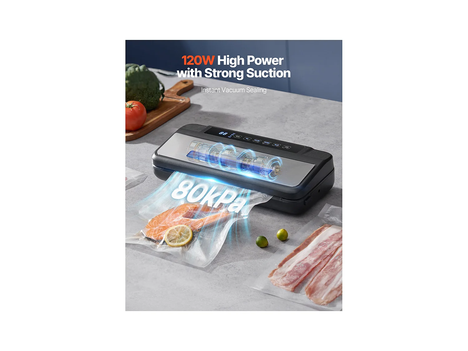 Machine sous Vide SucceBuy, Conservateur Automatique Rapide et Compact, 120 W avec 10 Sacs