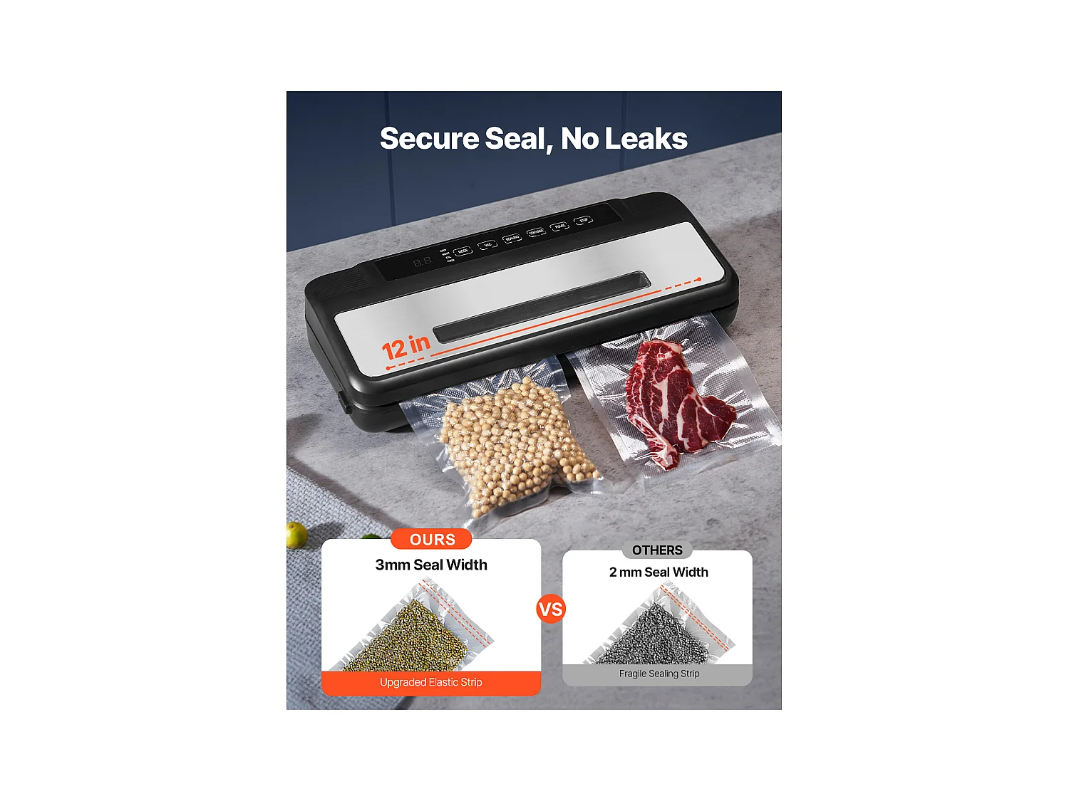 Machine sous Vide SucceBuy, Conservateur Automatique Rapide et Compact, 120 W avec 10 Sacs