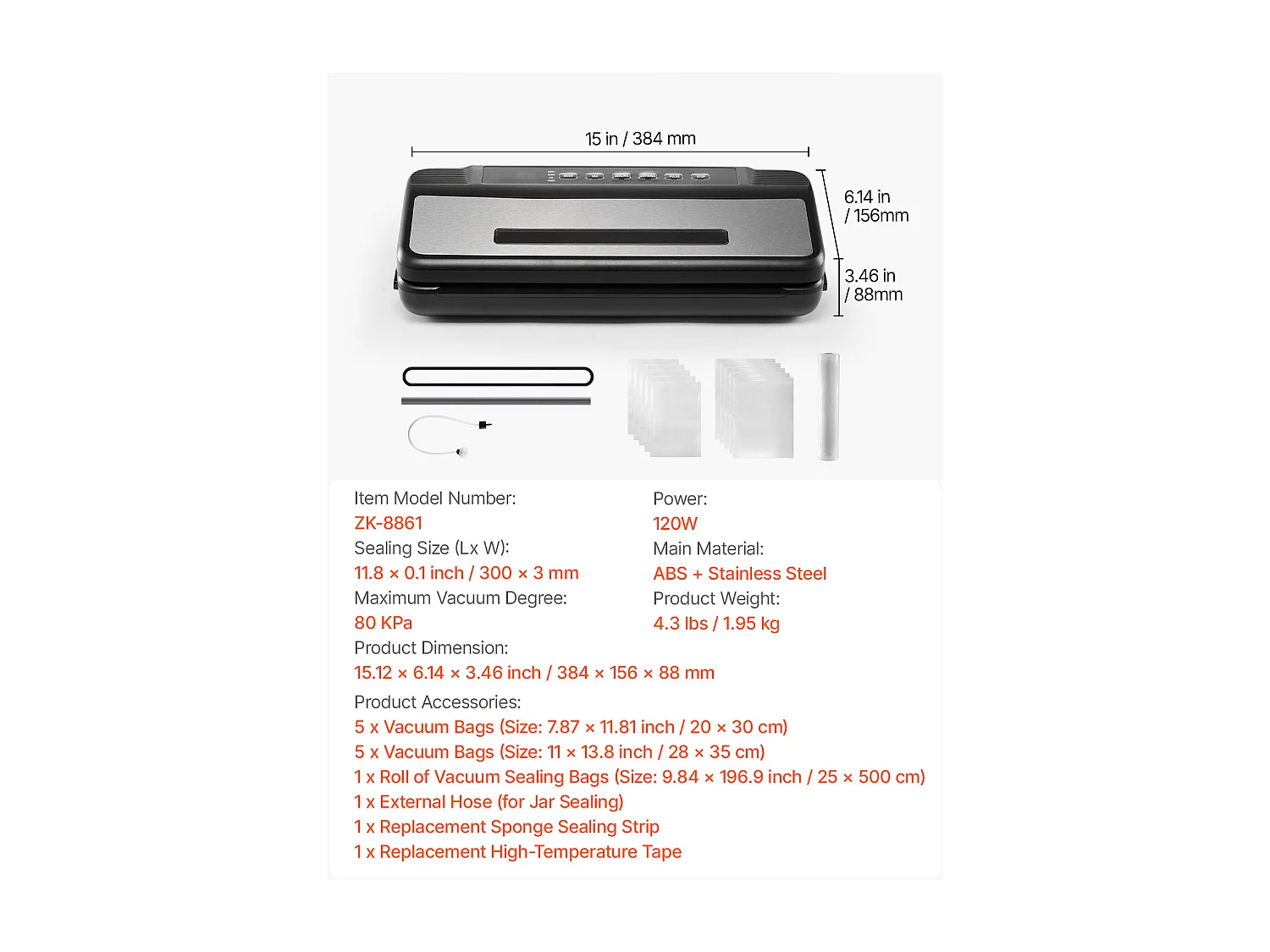 Machine sous Vide SucceBuy, Conservateur Automatique Rapide et Compact, 120 W avec 10 Sacs