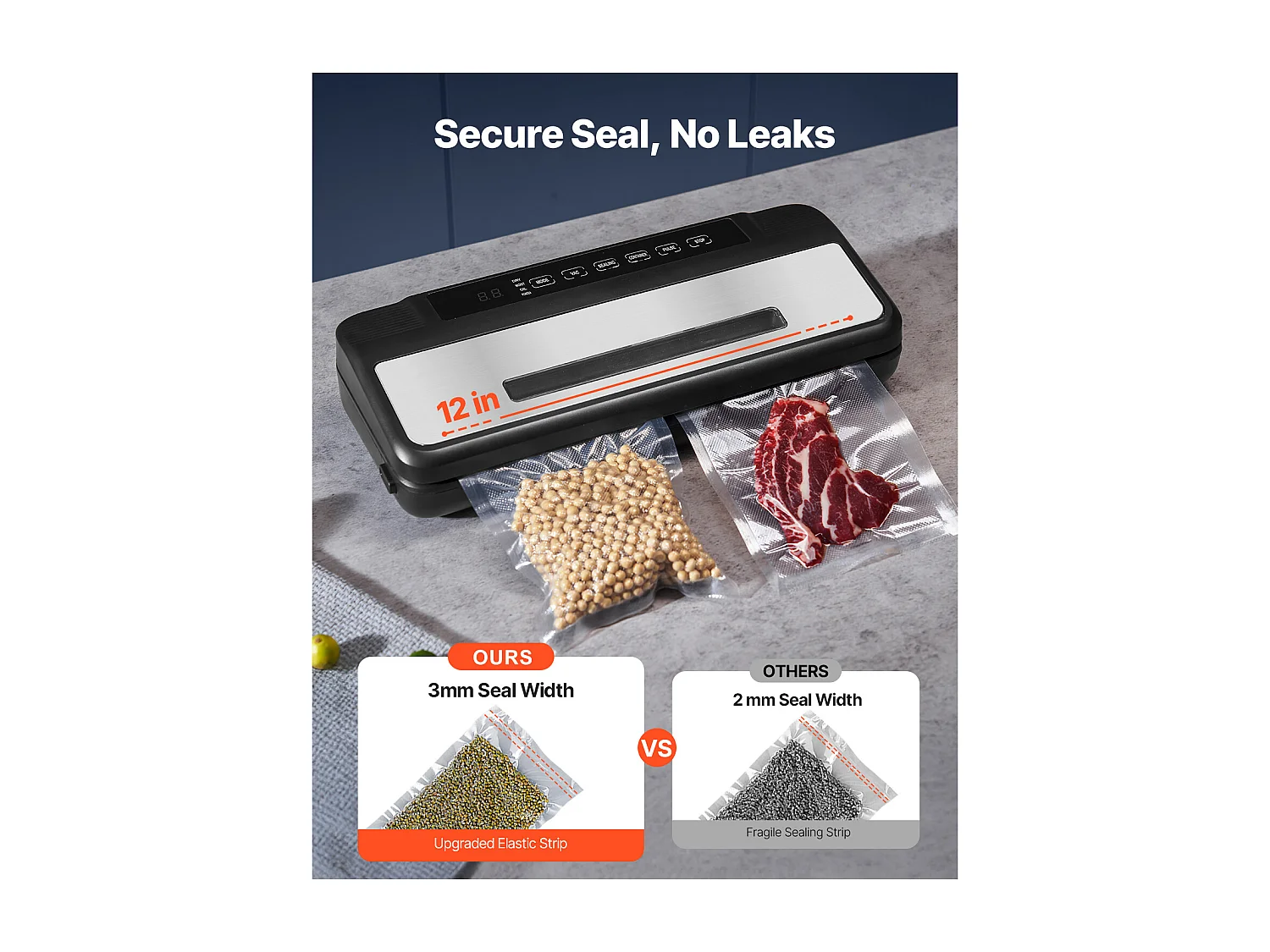 Machine sous Vide SucceBuy, Conservateur Automatique Rapide et Compact, 120 W avec 10 Sacs