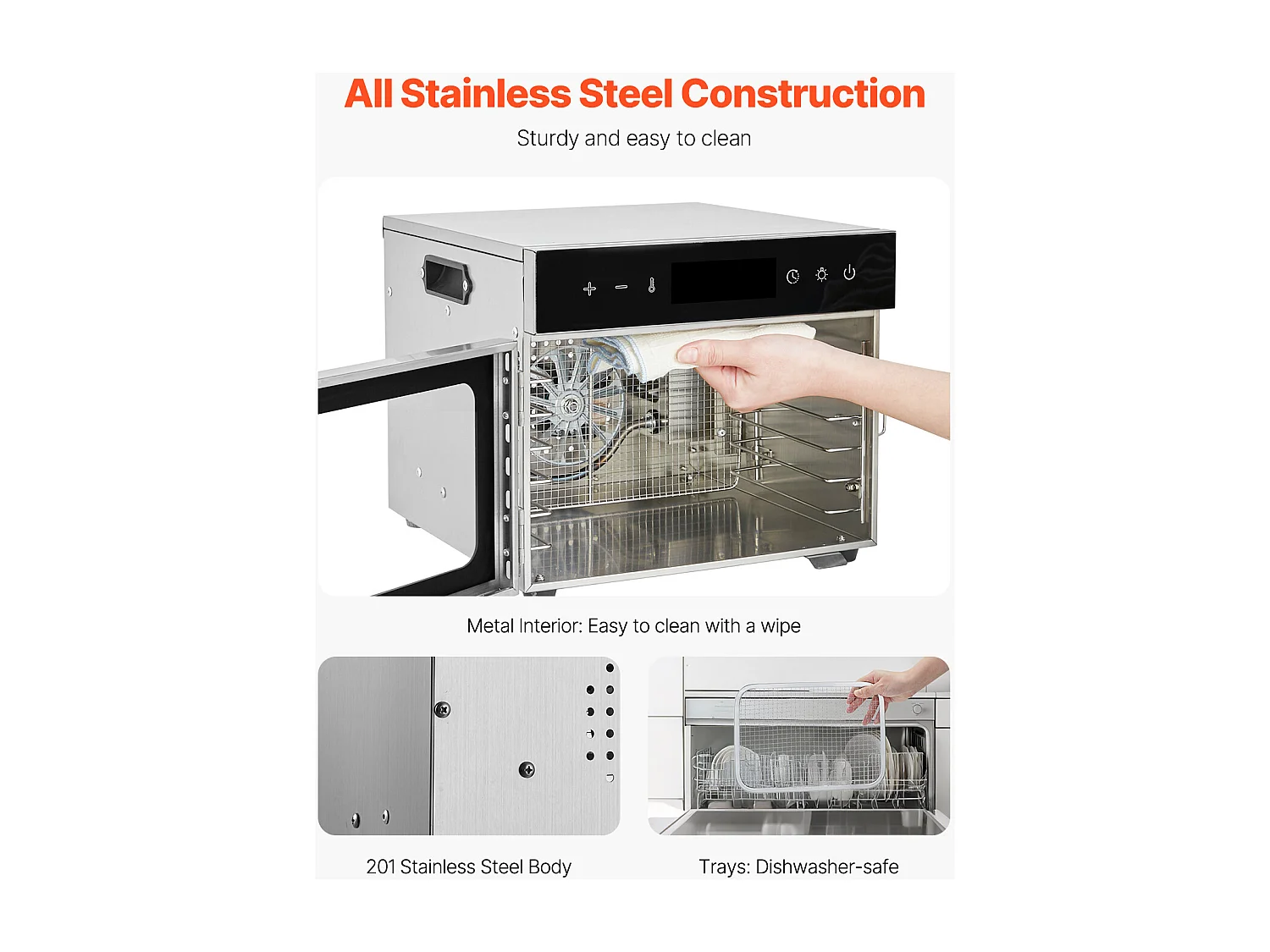 Déshydrateur Alimentaire SucceBuy, 6 Plateaux-Acier Inoxydable, 400W, pour le Séchage Saccadé et de Fruit