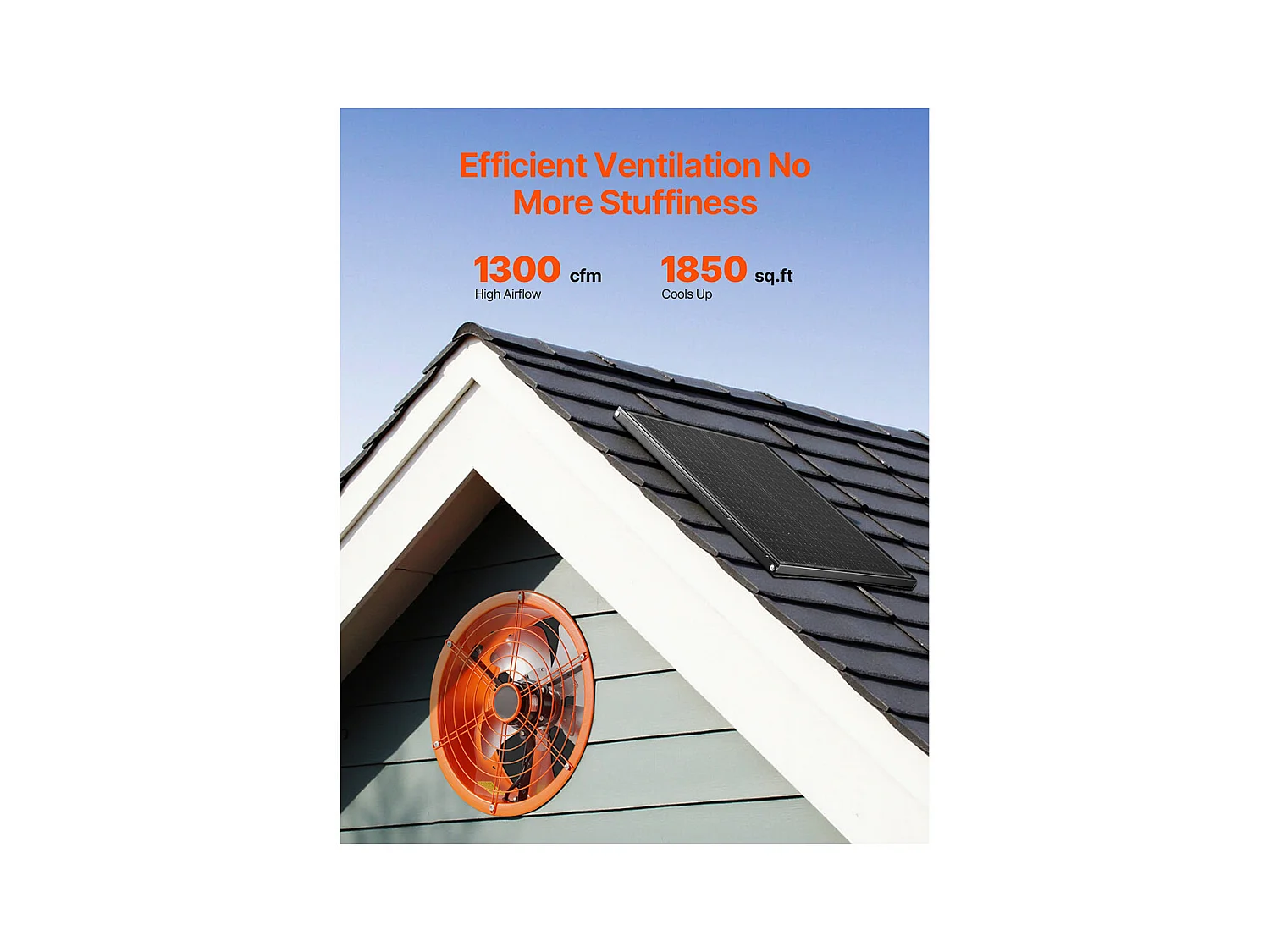 Ventilateur d'Extraction de Grenier SucceBuy, Ventilateur de Pignon, 35,6 cm 36,8 m³/min  avec Thermostat Ajustable