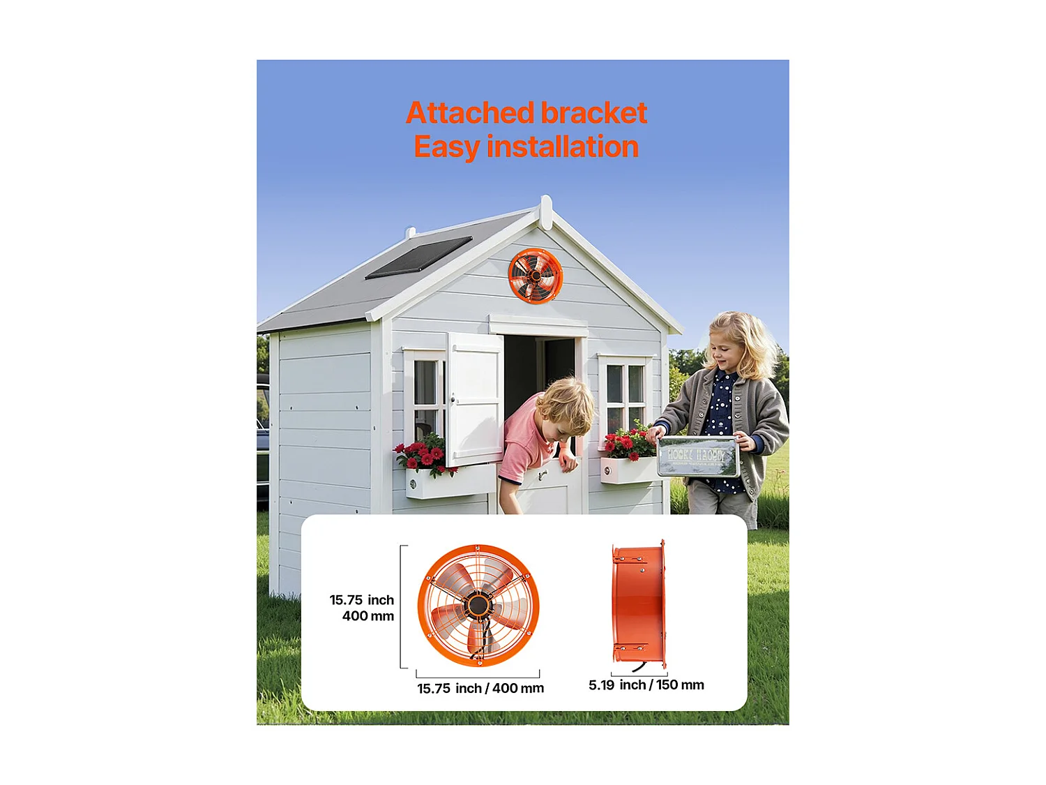 Ventilateur d'Extraction de Grenier SucceBuy, Ventilateur de Pignon, 35,6 cm 36,8 m³/min  avec Thermostat Ajustable