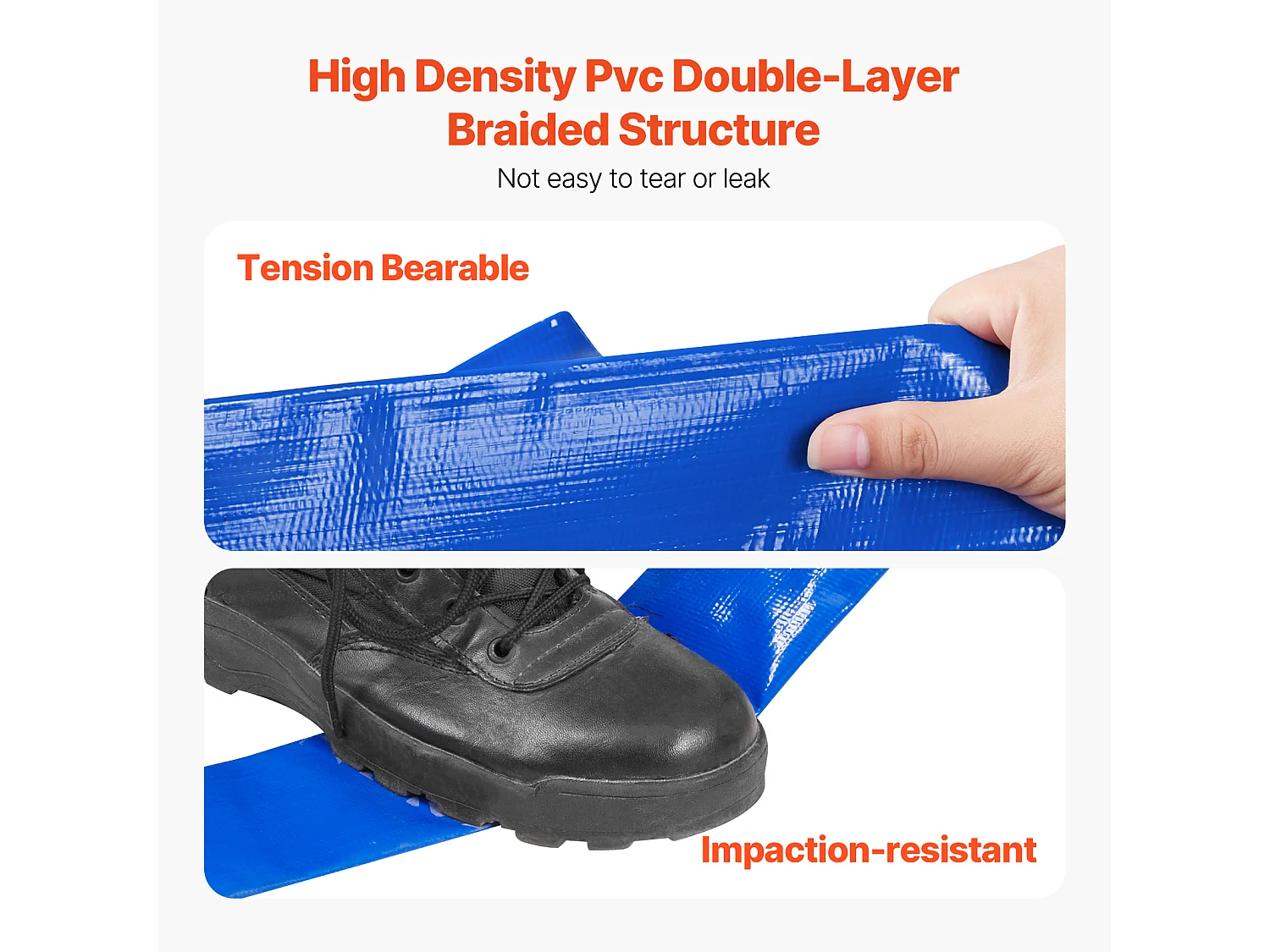 Tuyau de Lavage à Contre-Courant SucceBuy, 76,2mmx15,24m, PVC Bleu, Raccordements Complets, Pour Usines, Piscines, Chantiers de construction