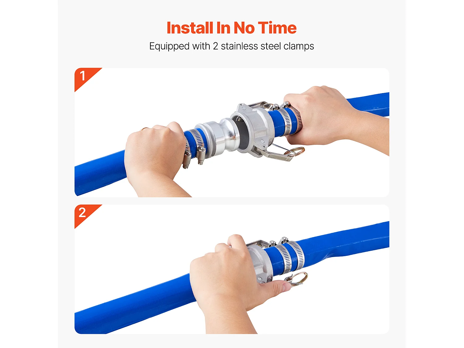 Tuyau de Lavage à Contre-Courant SucceBuy, 38,1mmx30,48m, PVC Bleu, Raccordements Complets, Pour Usines, Piscines, Chantiers de construction