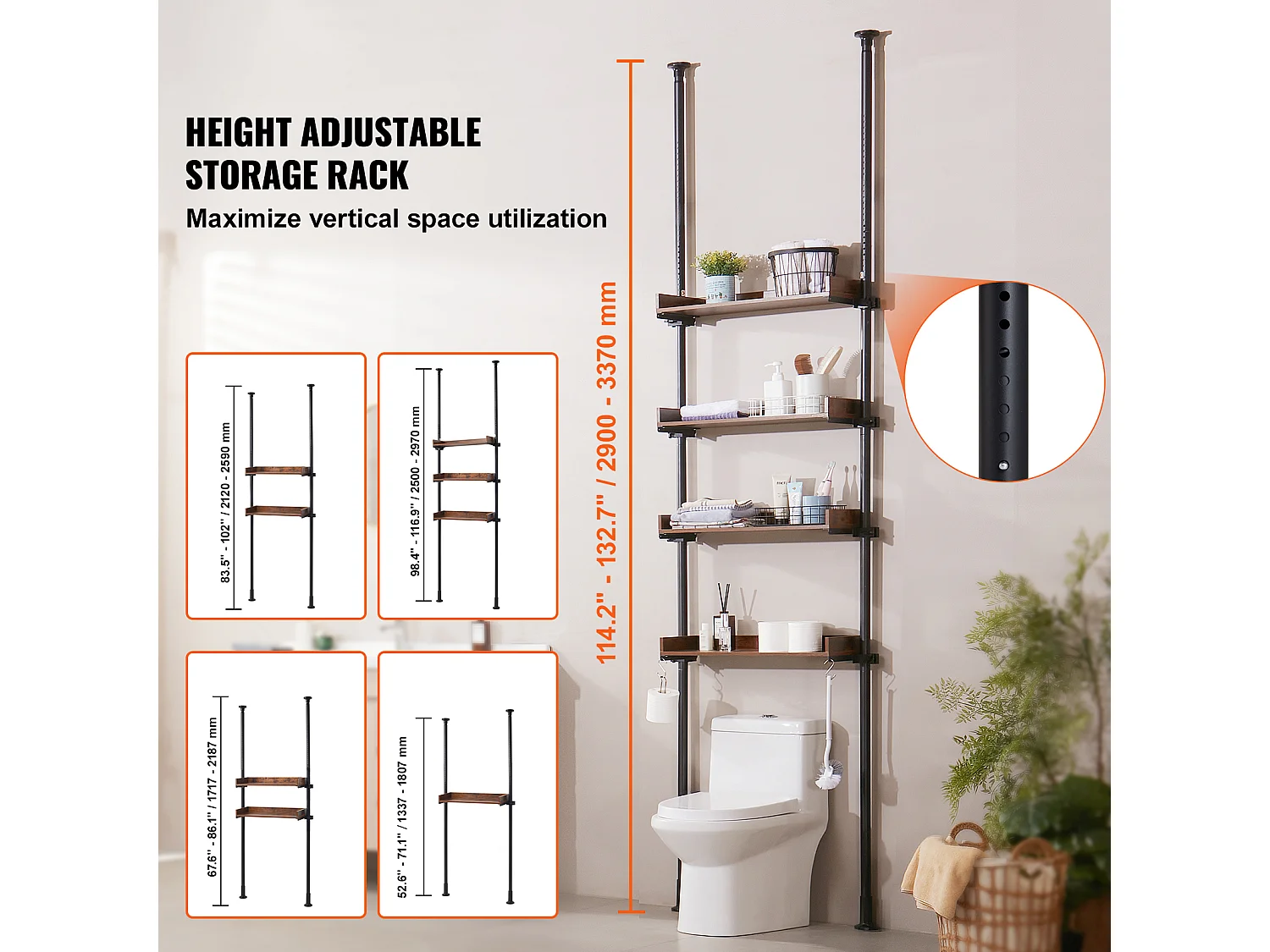 Rangement sur la Toilette SucceBuy, 4 Niveaux, Économiseur d'Espace, Organisateur