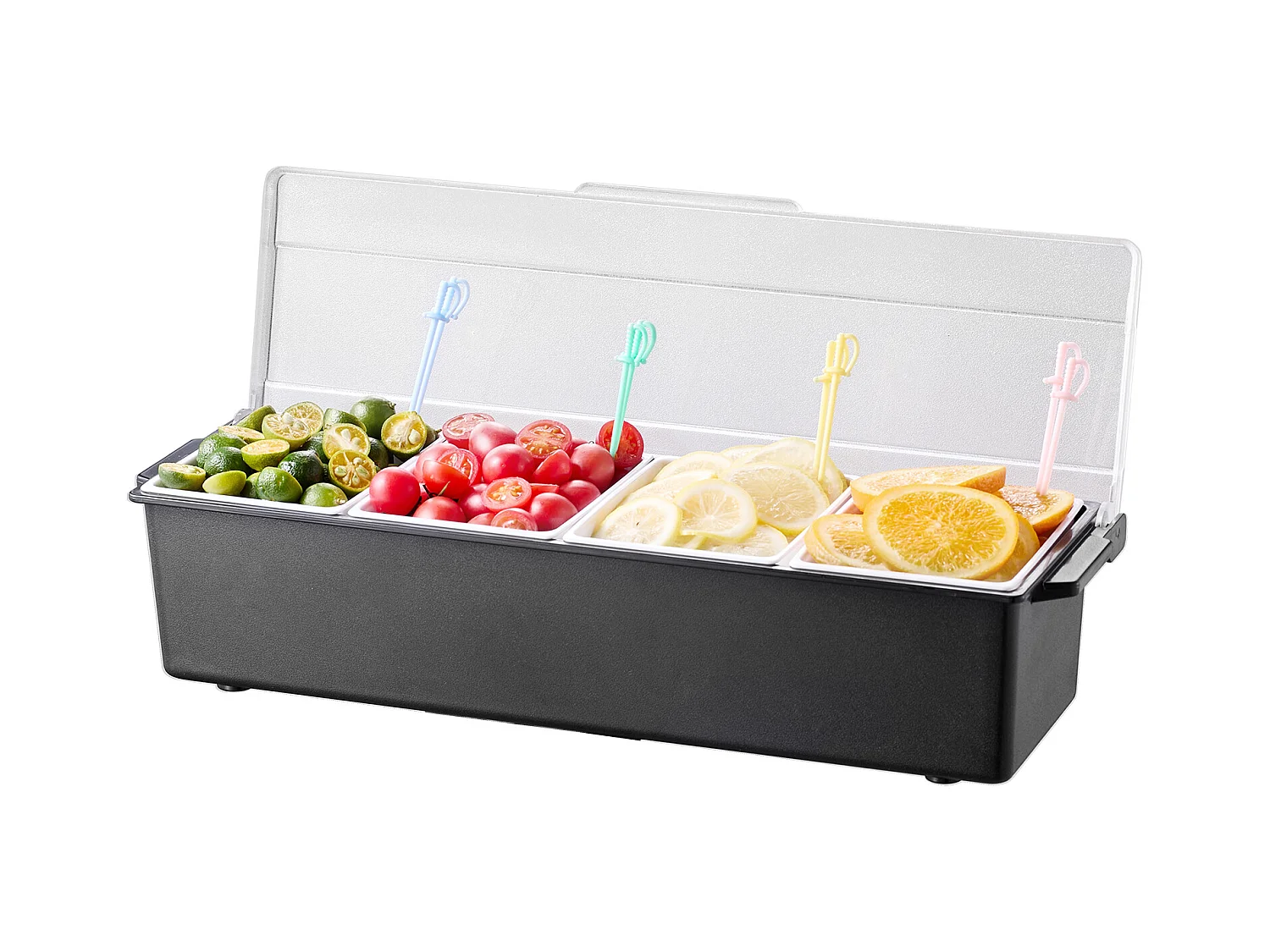 Distributeur d'Épices Réfrigéré SucceBuy, avec 4 Compartiments et Couvercle, 50,3x16,5x11,7 cm