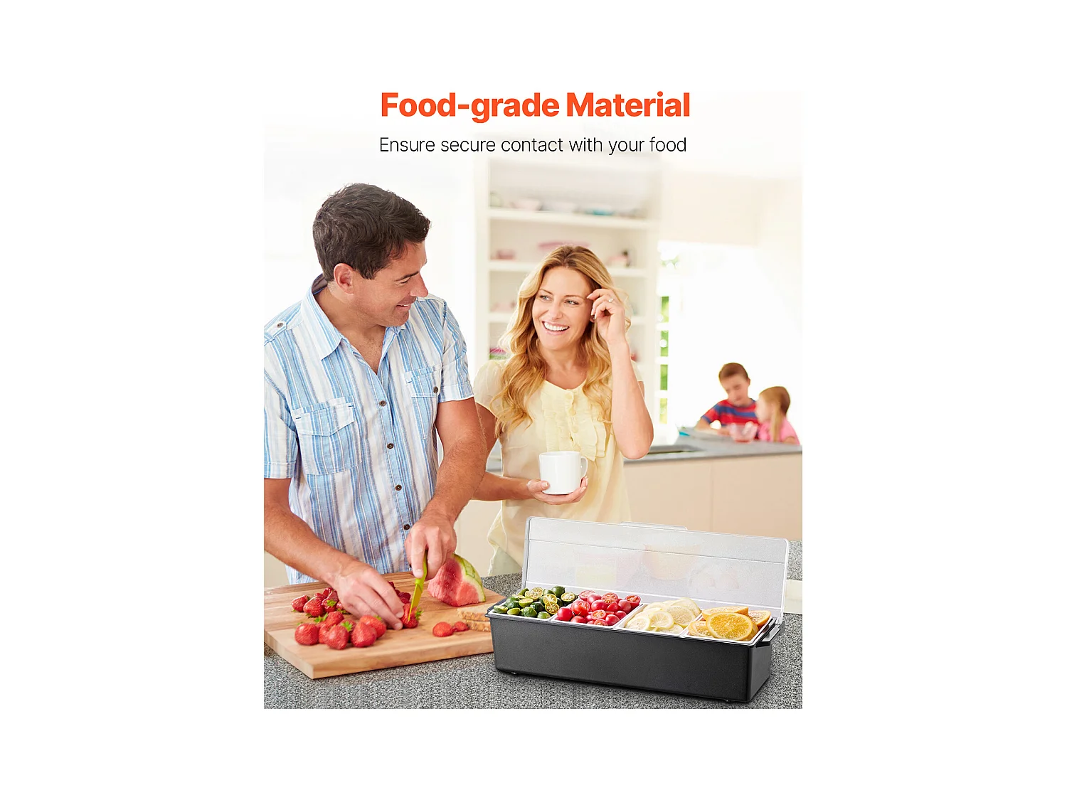 Distributeur d'Épices Réfrigéré SucceBuy, avec 4 Compartiments et Couvercle, 50,3x16,5x11,7 cm