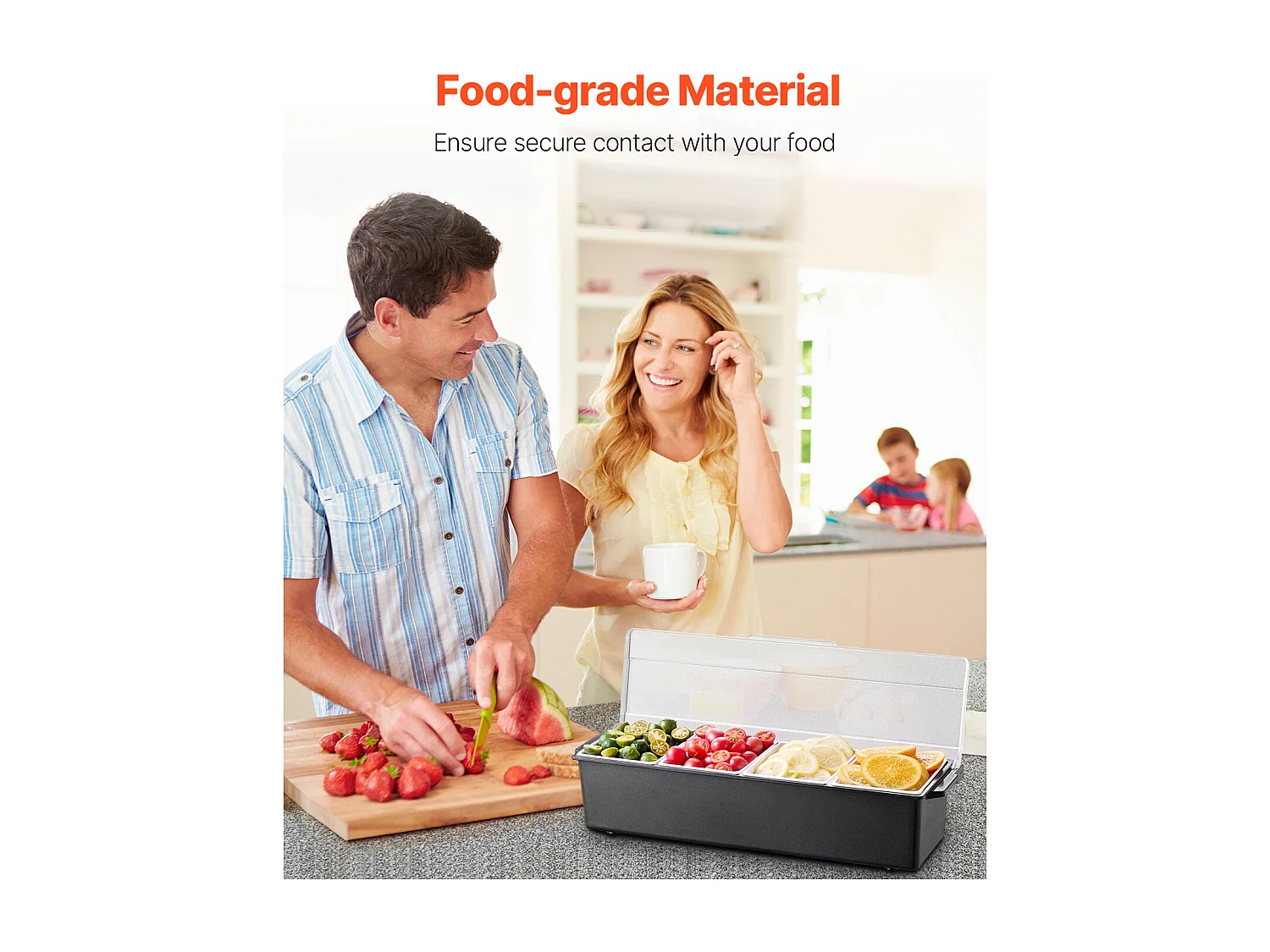 Distributeur d'Épices Réfrigéré SucceBuy, avec 4 Compartiments et Couvercle, 50,3x16,5x11,7 cm