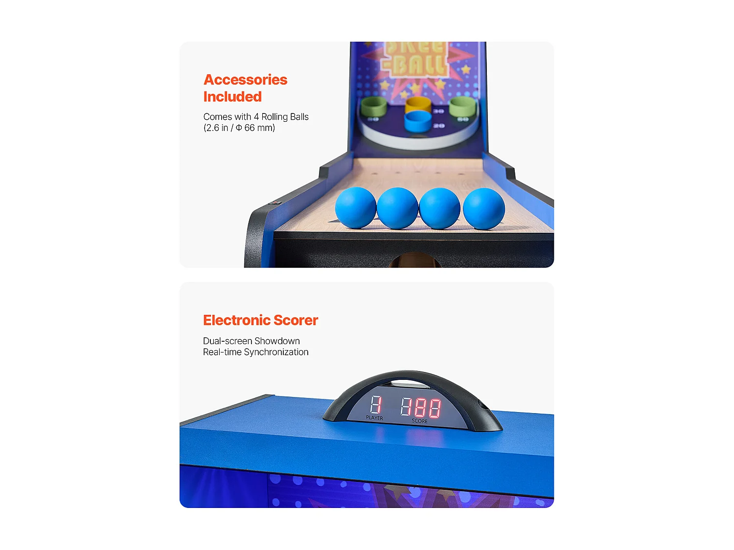 Table de Jeu d'Arcade SucceBuy, Roll & Score 2,4 m, Compteur Électronique, Salle de Jeux Familiale