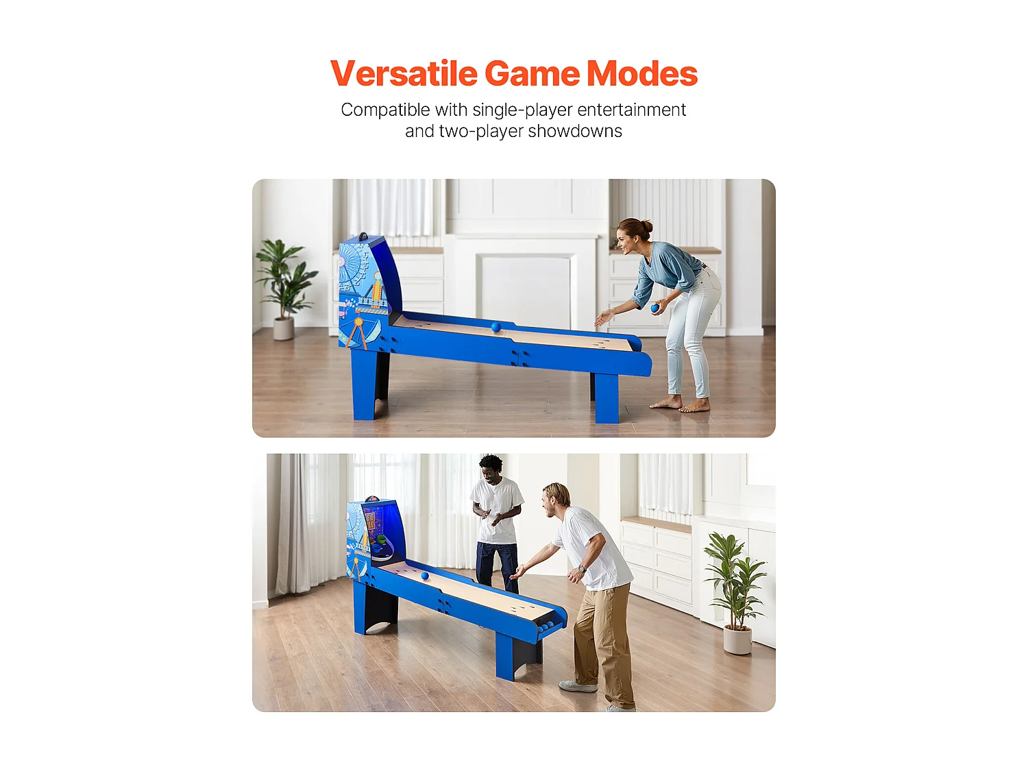 Table de Jeu d'Arcade SucceBuy, Roll & Score 2,4 m, Compteur Électronique, Salle de Jeux Familiale