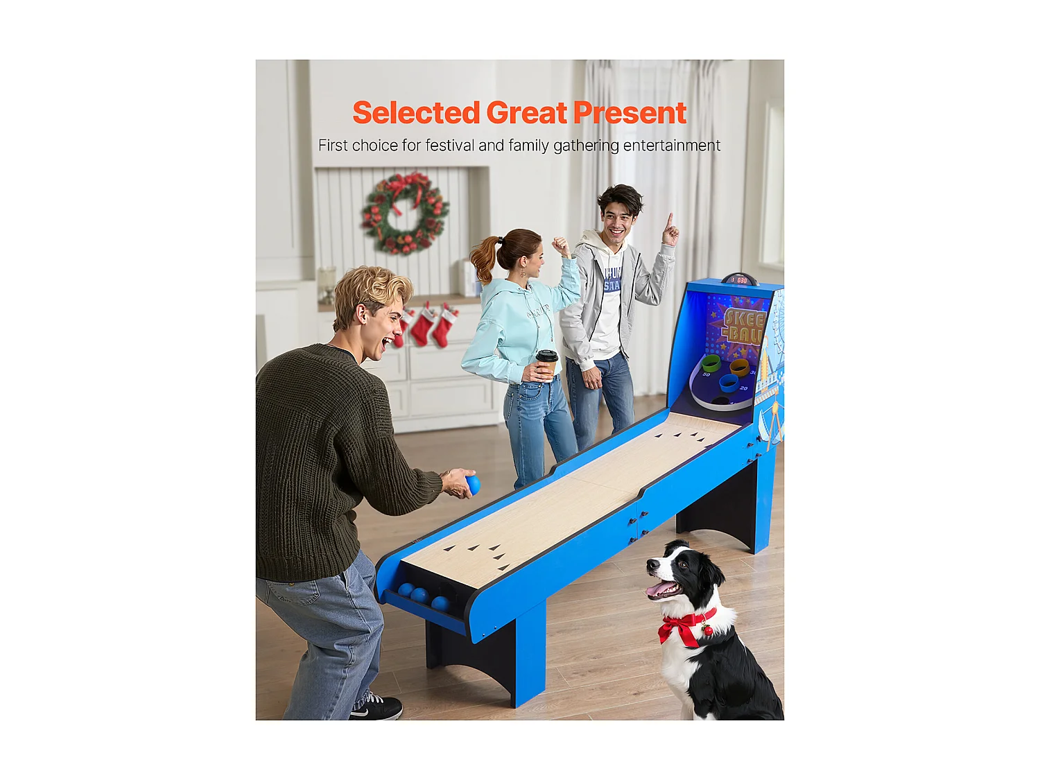 Table de Jeu d'Arcade SucceBuy, Roll & Score 2,4 m, Compteur Électronique, Salle de Jeux Familiale