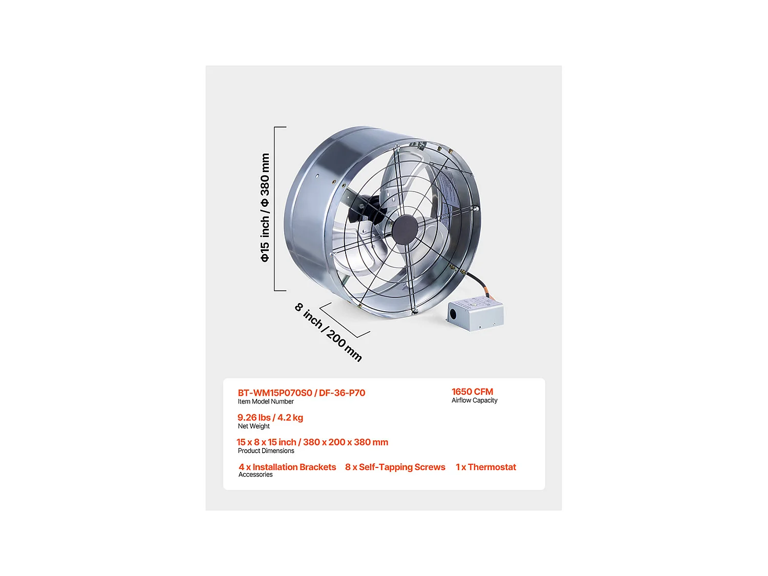 Dachboden-Entlüftungsventilator SucceBuy , Axialventilator, 30,5 cm, 36,8 m³/min mit Einstellbarem Thermostat