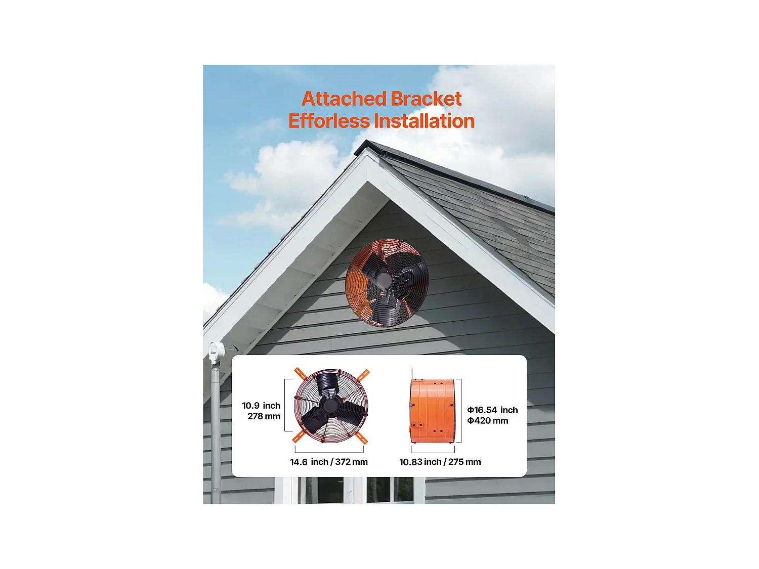 Ventilateur d'Extraction de Grenier SucceBuy, 83.2 m³/min, 42 x 27,5 cm avec Thermostat Ajustable