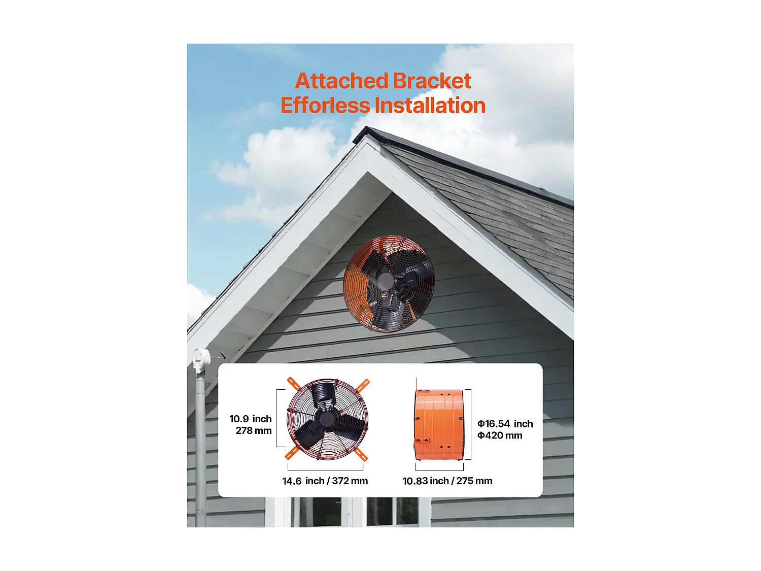 Ventilateur d'Extraction de Grenier SucceBuy, 83.2 m³/min, 42 x 27,5 cm avec Thermostat Ajustable