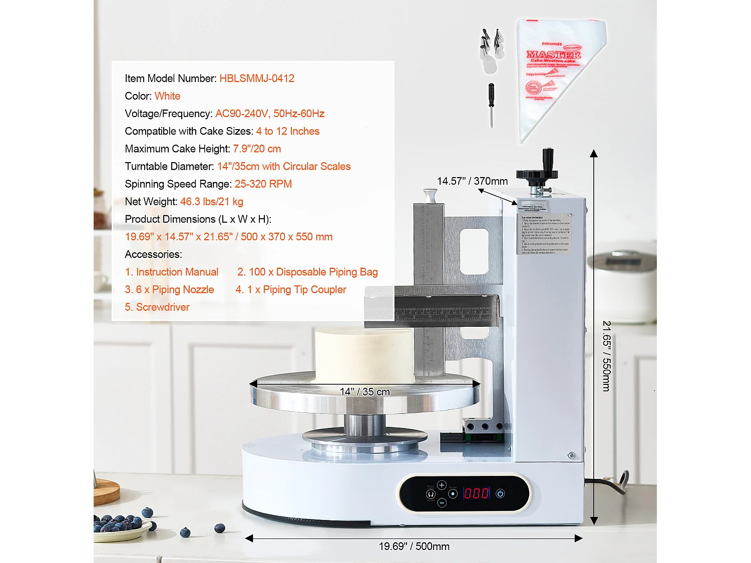 Taartdecoratiemachine SucceBuy, voor Taarten van 10,2-30,5 cm