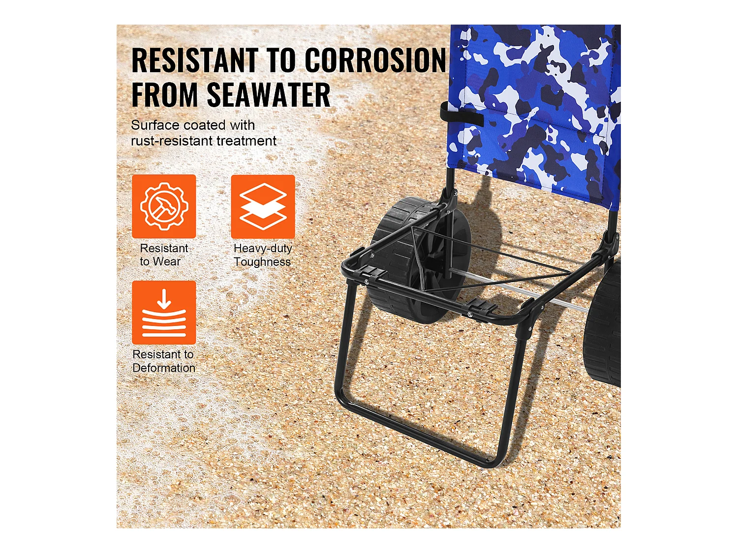 Chariot de Plage avec Grandes SucceBuy, 25 cm PE Solid Wheels pour la Plage et le Jardinage