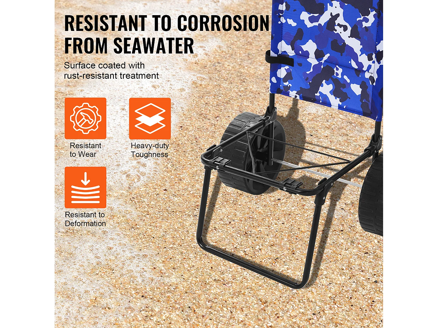 Chariot de Plage avec Grandes SucceBuy, 25 cm PE Solid Wheels pour la Plage et le Jardinage