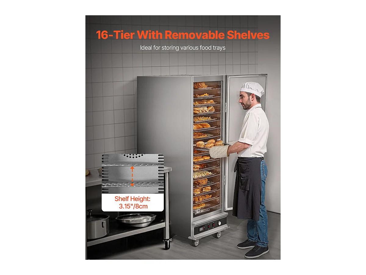 Plaatverwarmer SucceBuy, 16-Laags Concessiekast, met Waterbak om op te Warmen, voor Kantine