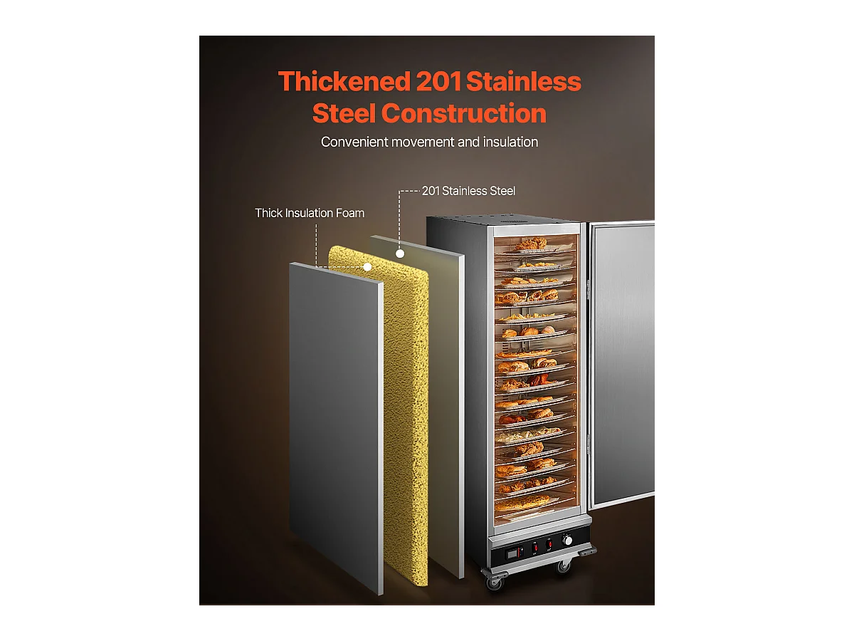 Chauffe-Plats SucceBuy, Armoire de Concession à 16 Niveaux, avec Bac à Eau pour Réchauffer