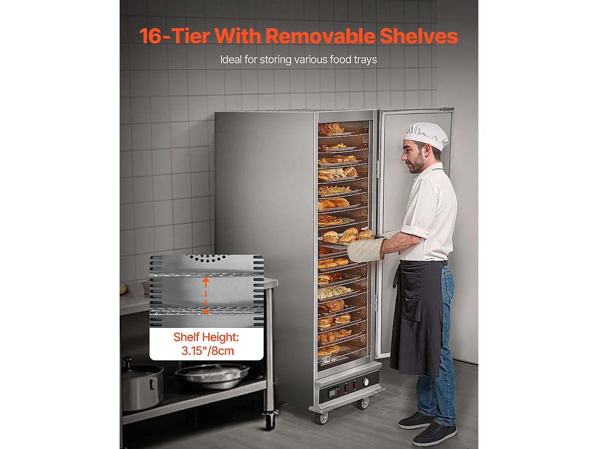 Chauffe-Plats SucceBuy, Armoire de Concession à 16 Niveaux, avec Bac à Eau pour Réchauffer