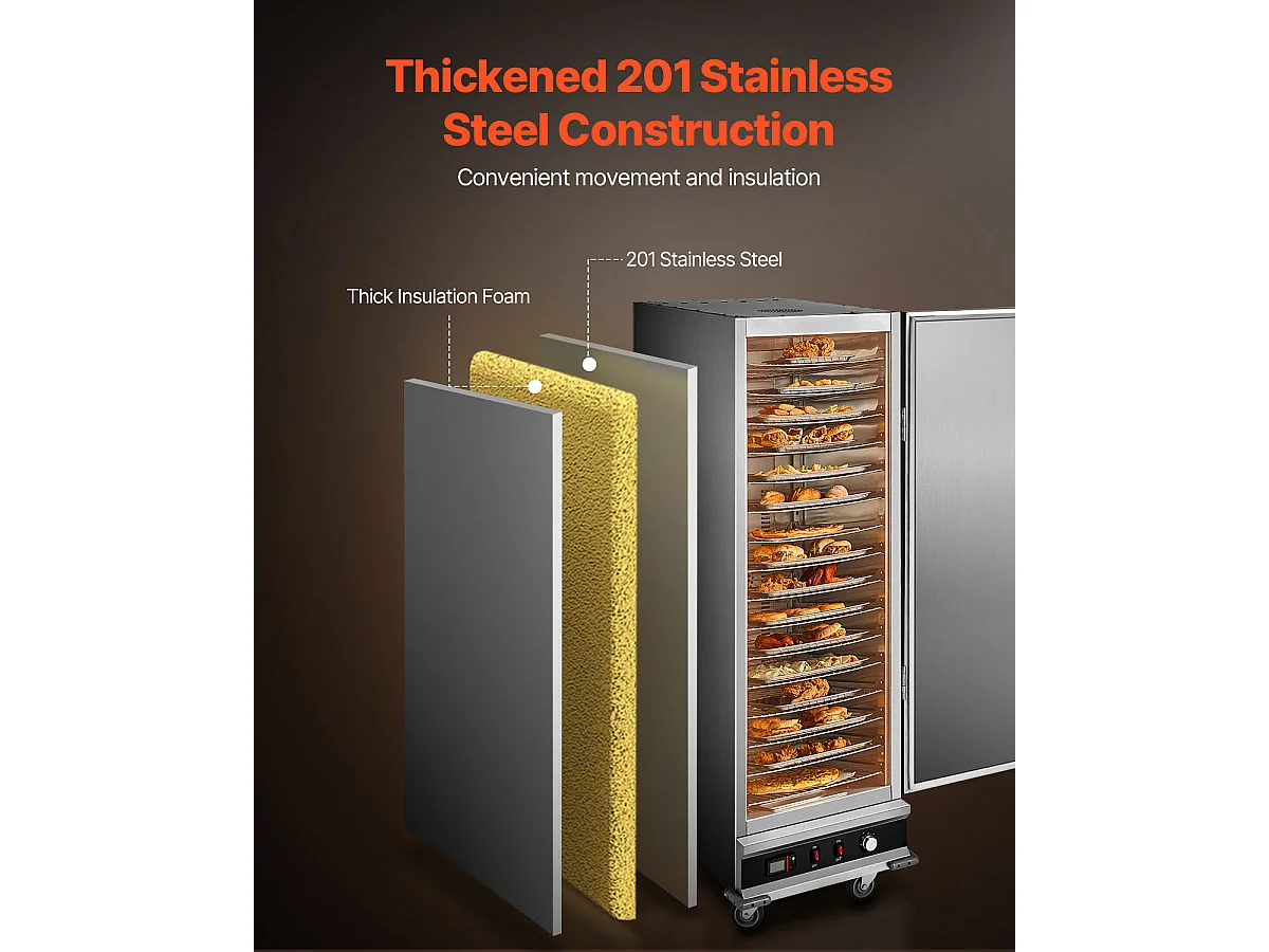 Chauffe-Plats SucceBuy, Armoire de Concession à 16 Niveaux, avec Bac à Eau pour Réchauffer