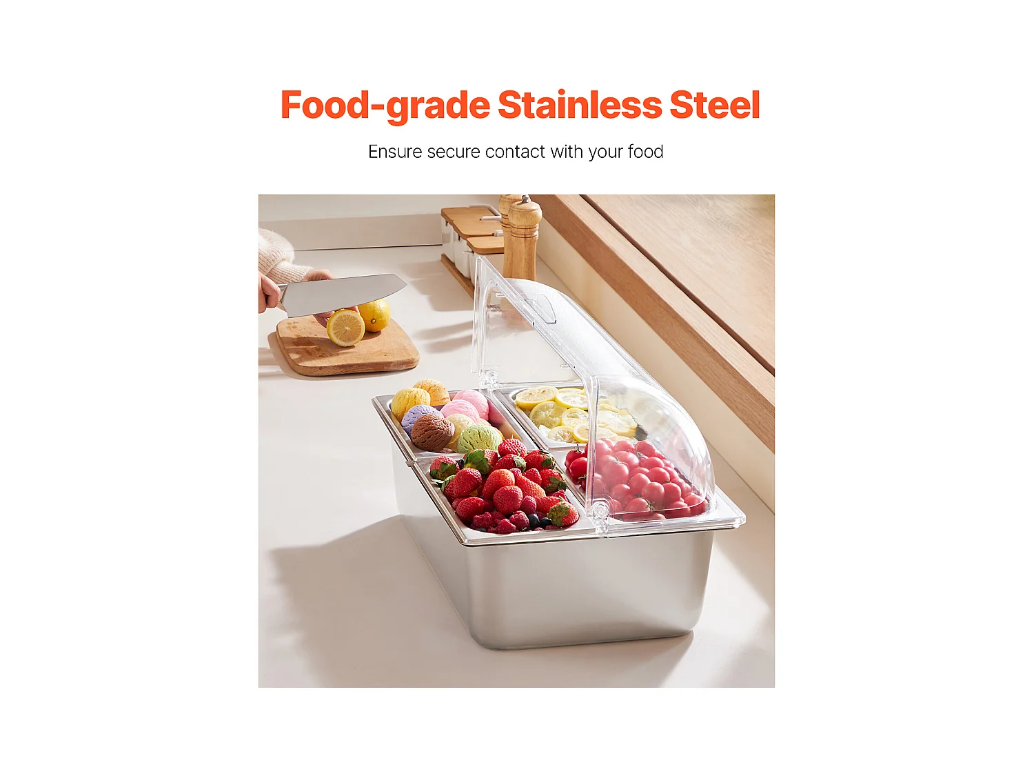 Conteneur d'Affichage Alimentaire de Comptoir SucceBuy, avec le Plateau de 4 Condiments de Casserole