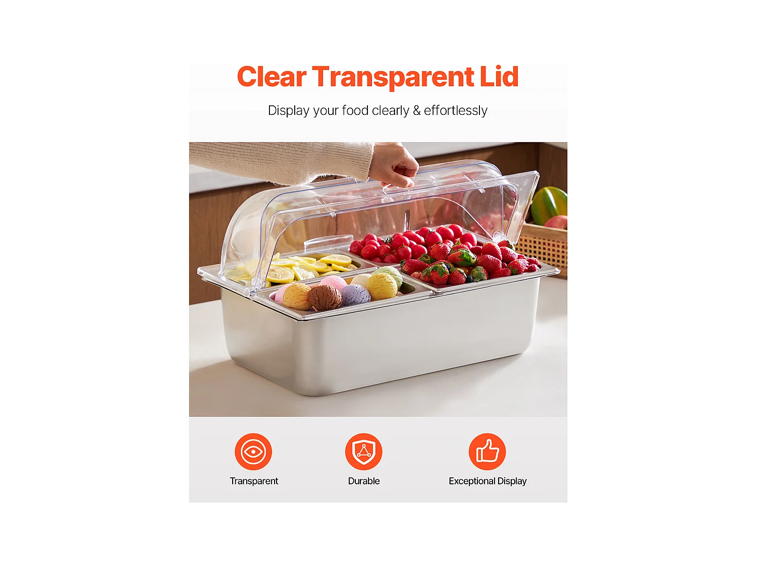 Conteneur d'Affichage Alimentaire de Comptoir SucceBuy, avec le Plateau de 4 Condiments de Casserole