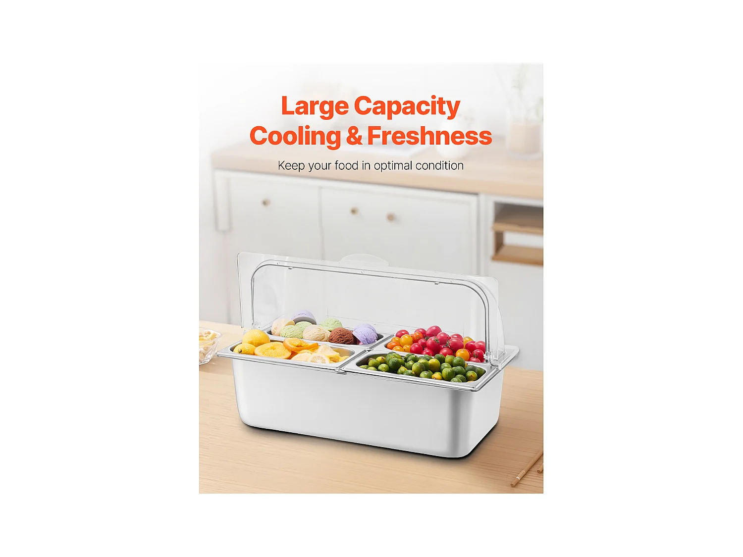 Conteneur d'Affichage Alimentaire de Comptoir SucceBuy, avec le Plateau de 4 Condiments de Casserole