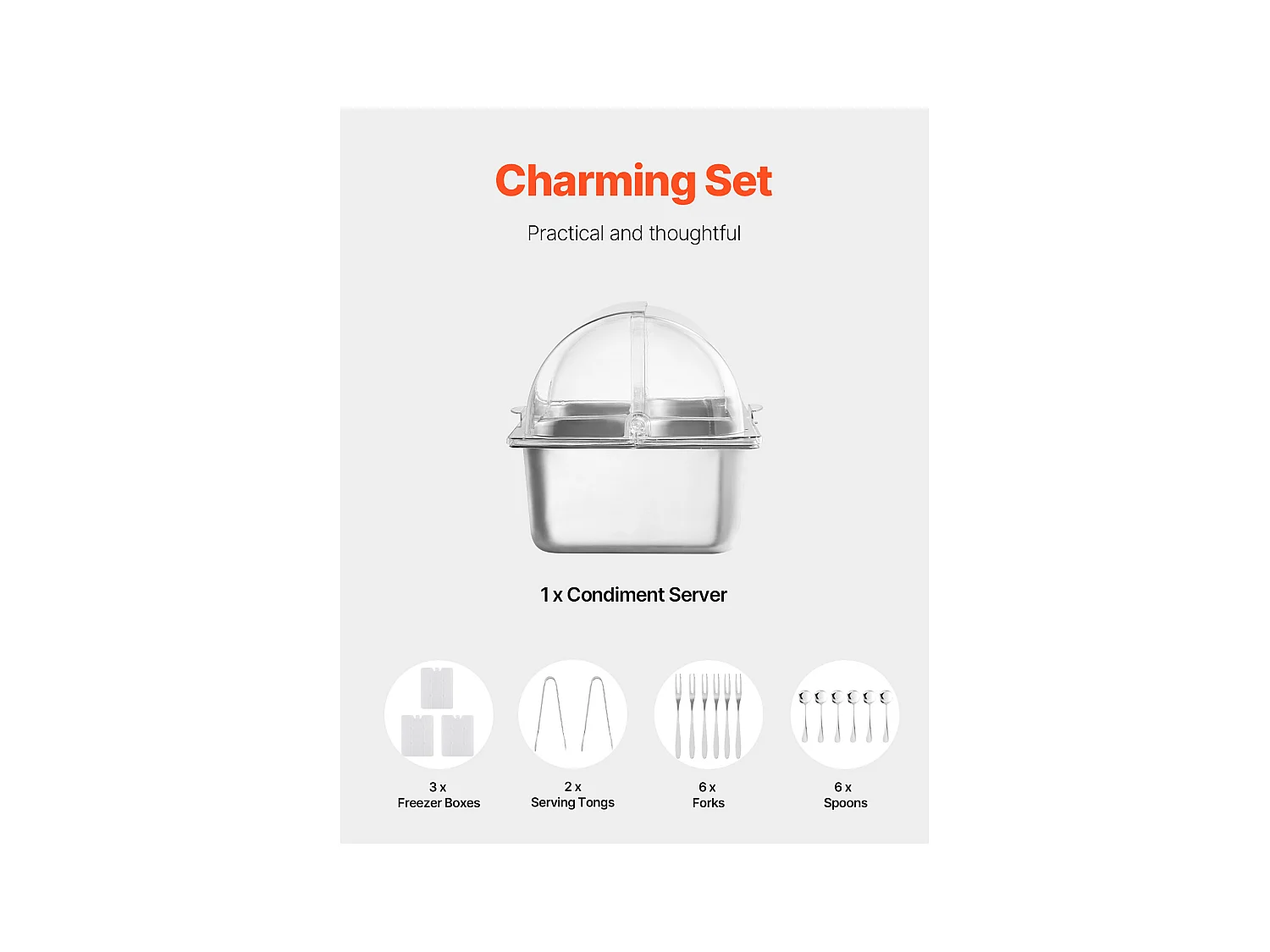 Conteneur d'Affichage Alimentaire de Comptoir SucceBuy, avec le Plateau de 4 Condiments de Casserole