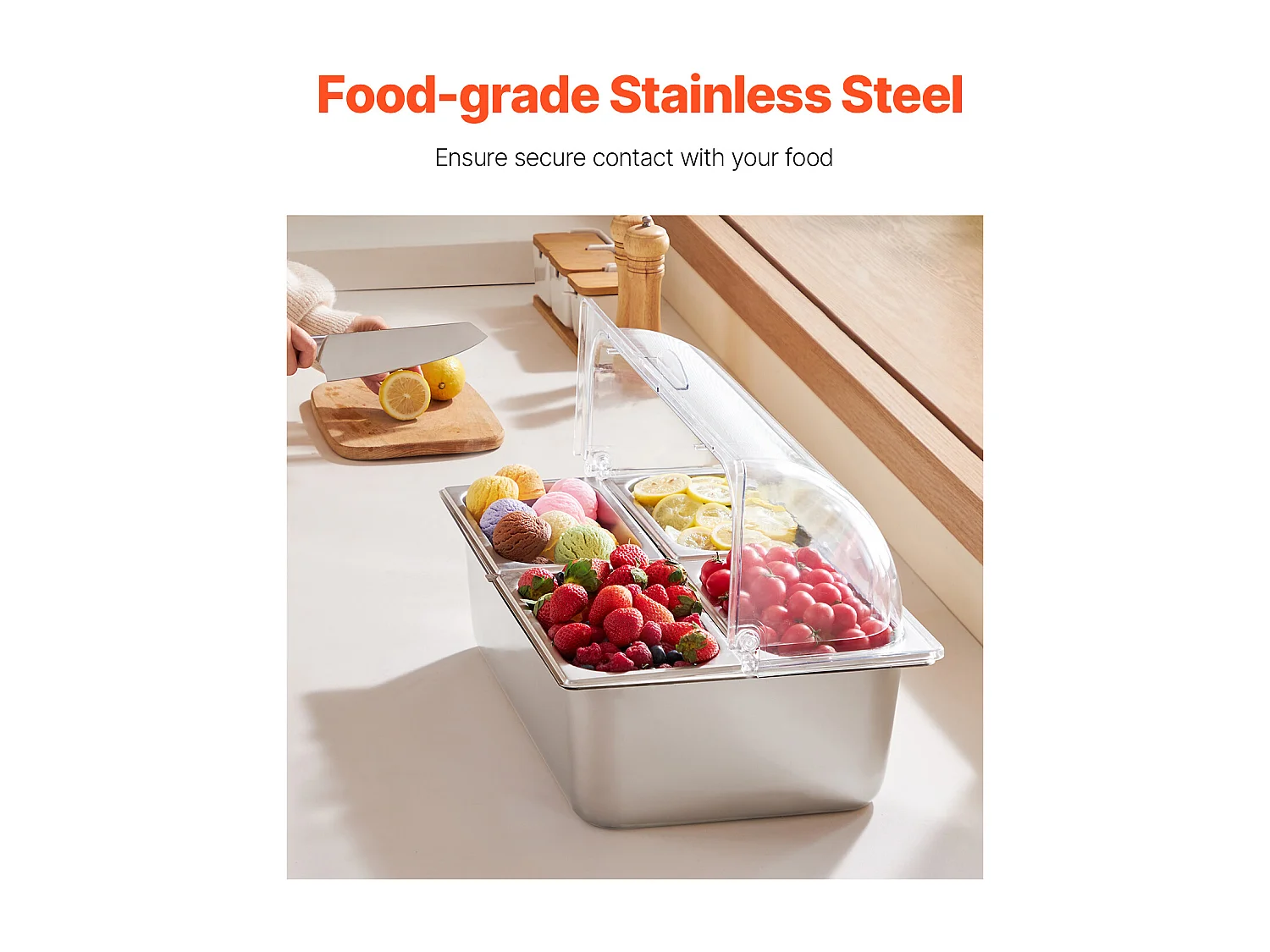 Lebensmittelausstellungscontainer für Theken SucceBuy , mit Schale für 4 Gewürzgefäße