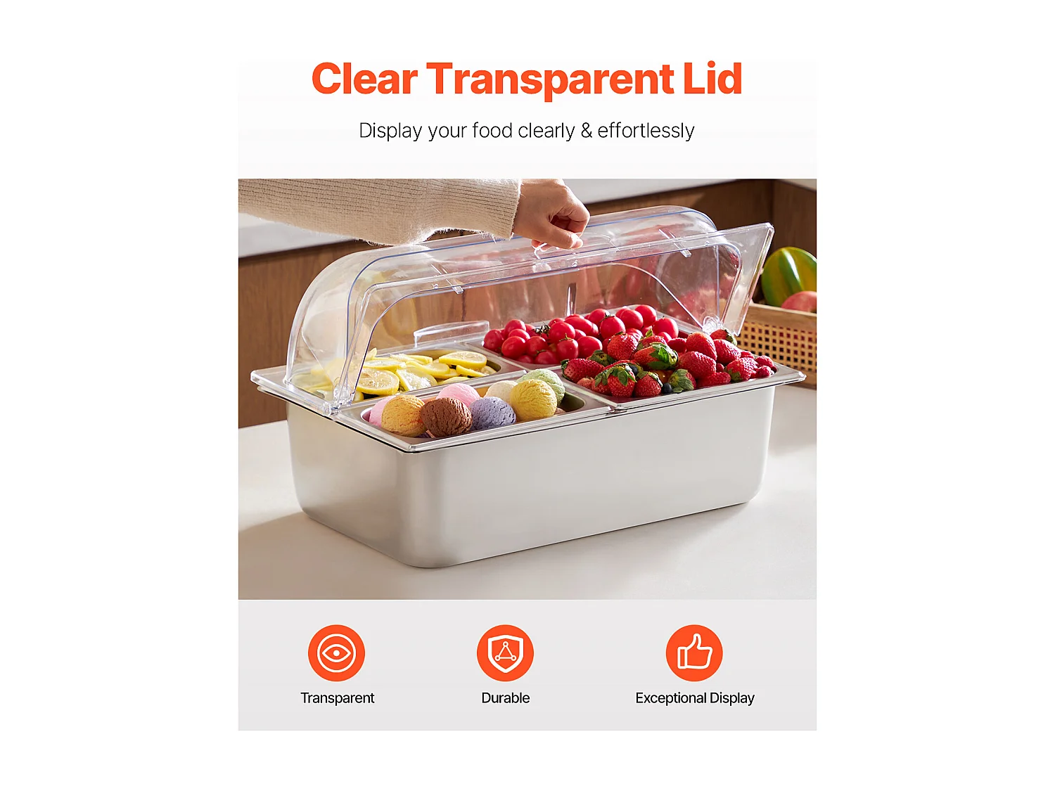 Lebensmittelausstellungscontainer für Theken SucceBuy , mit Schale für 4 Gewürzgefäße