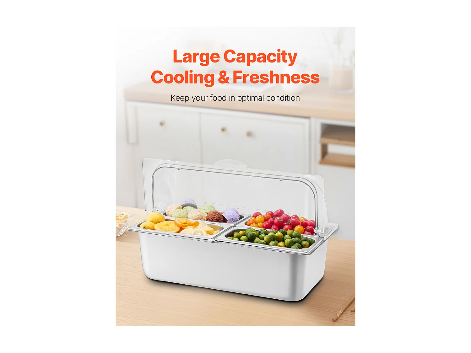 Lebensmittelausstellungscontainer für Theken SucceBuy , mit Schale für 4 Gewürzgefäße