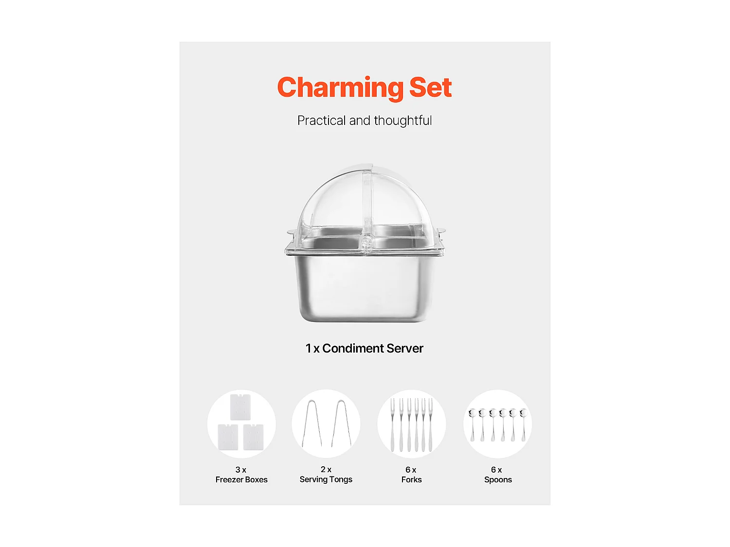 Lebensmittelausstellungscontainer für Theken SucceBuy , mit Schale für 4 Gewürzgefäße